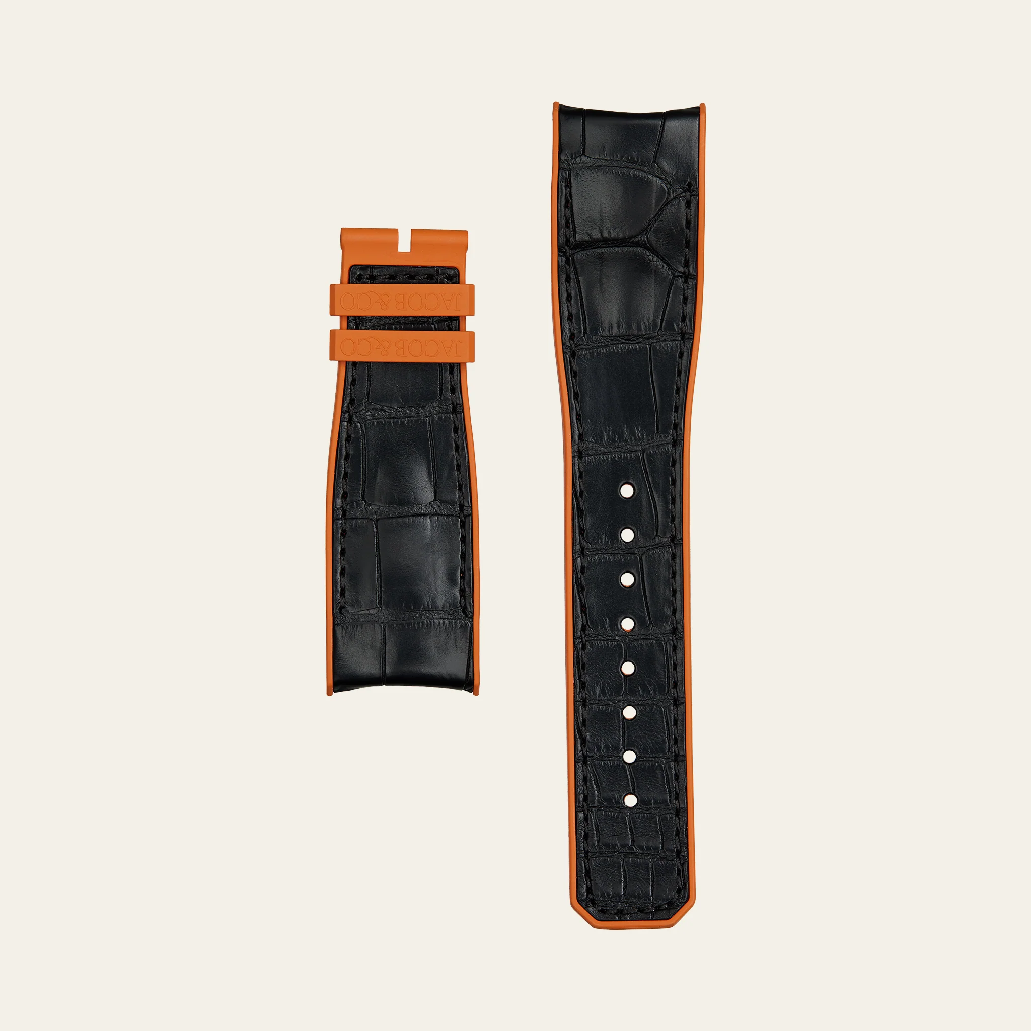 Black Alligator Orange Rubber Matte Epic X Strap - M