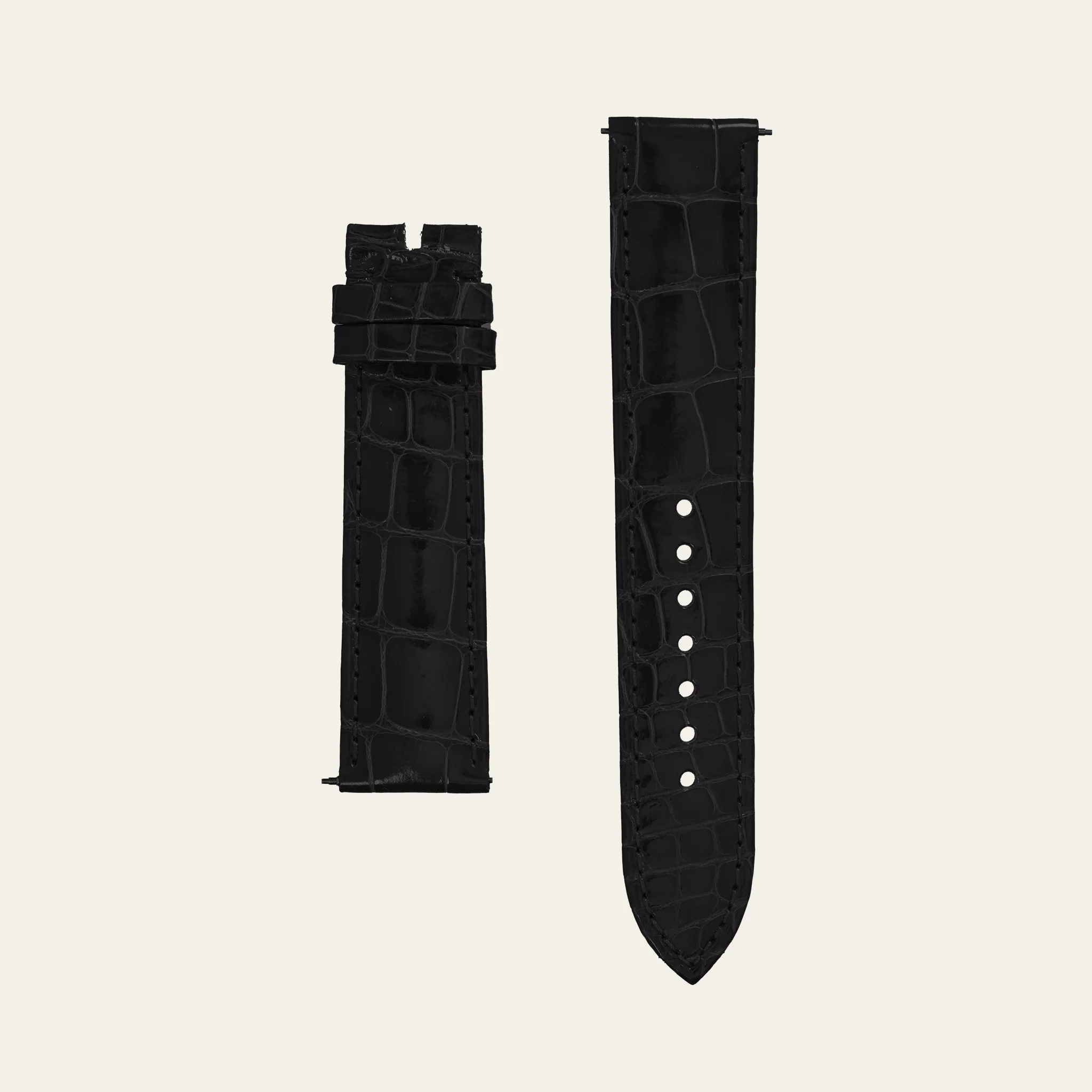 Black Matte Alligator Strap - M