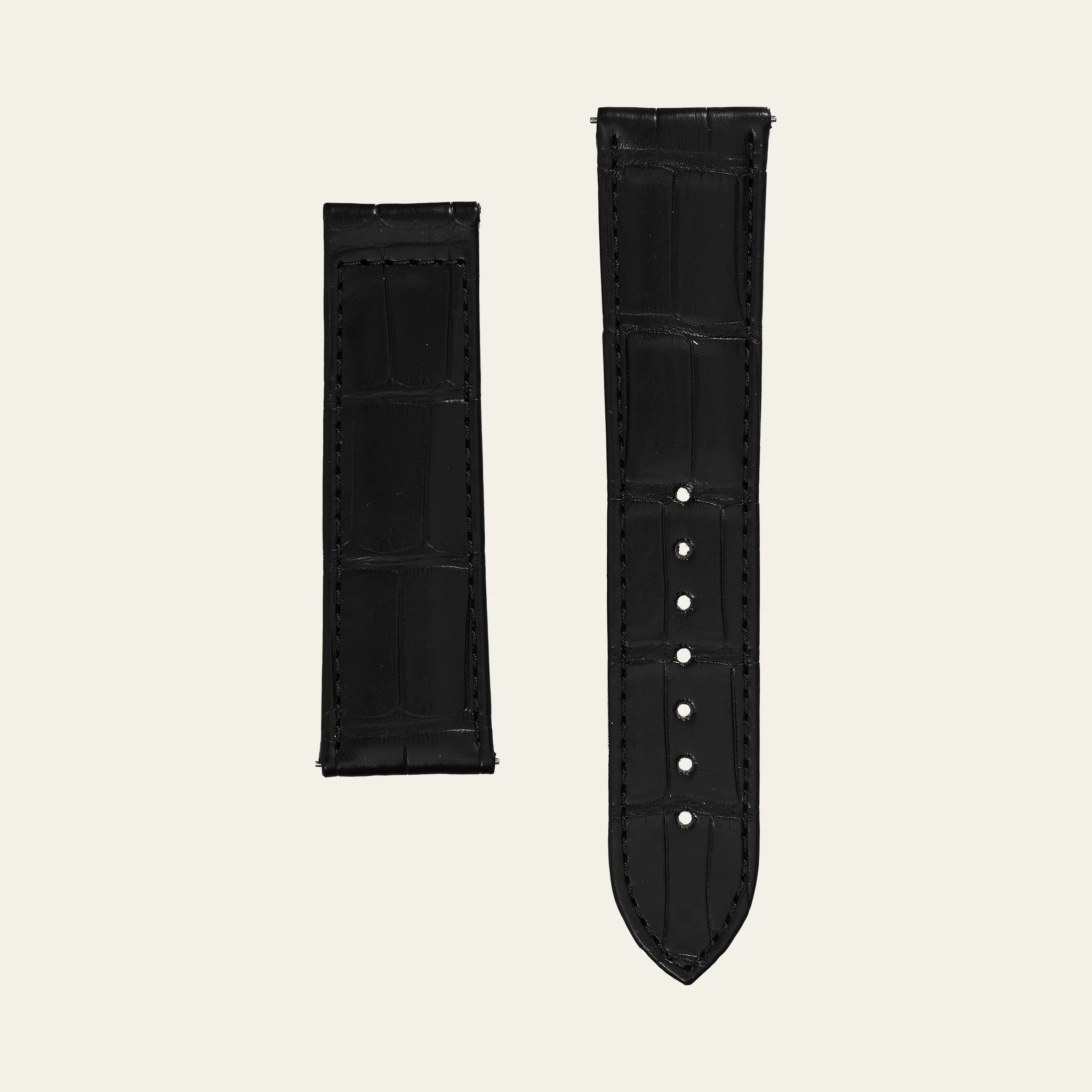 Black Matte Alligator Strap - M