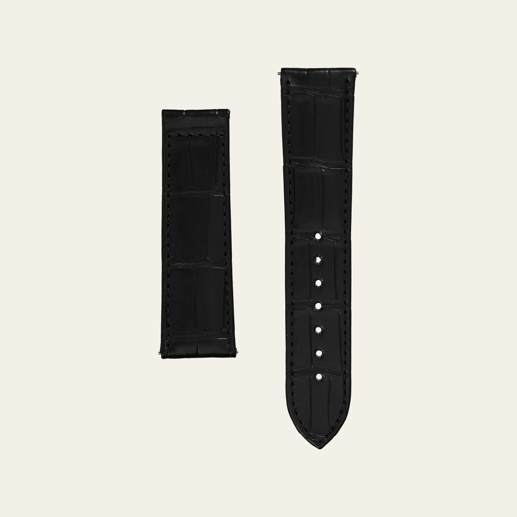 Black Matte Alligator Strap - S