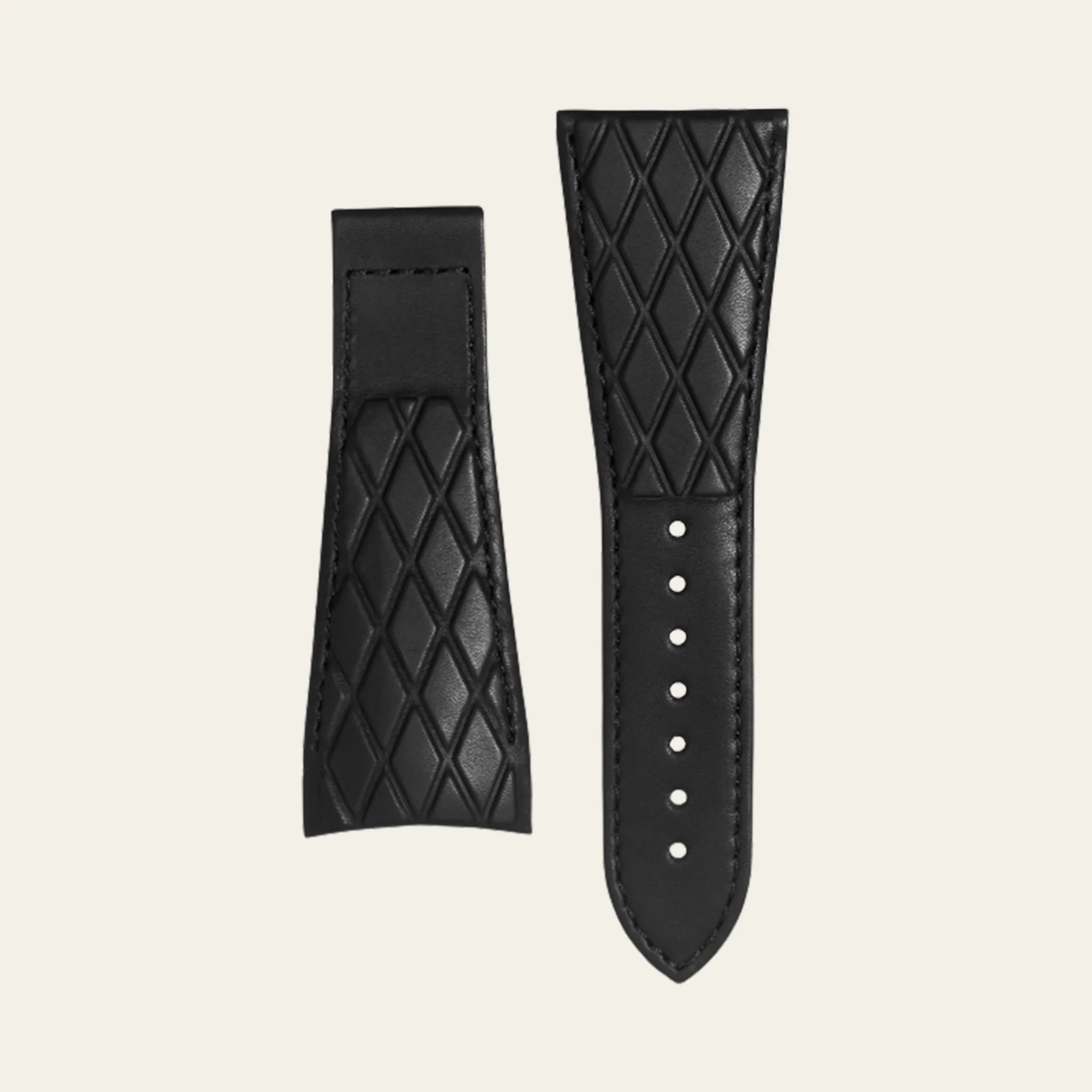 Black Matte Calf Leather  Strap - L