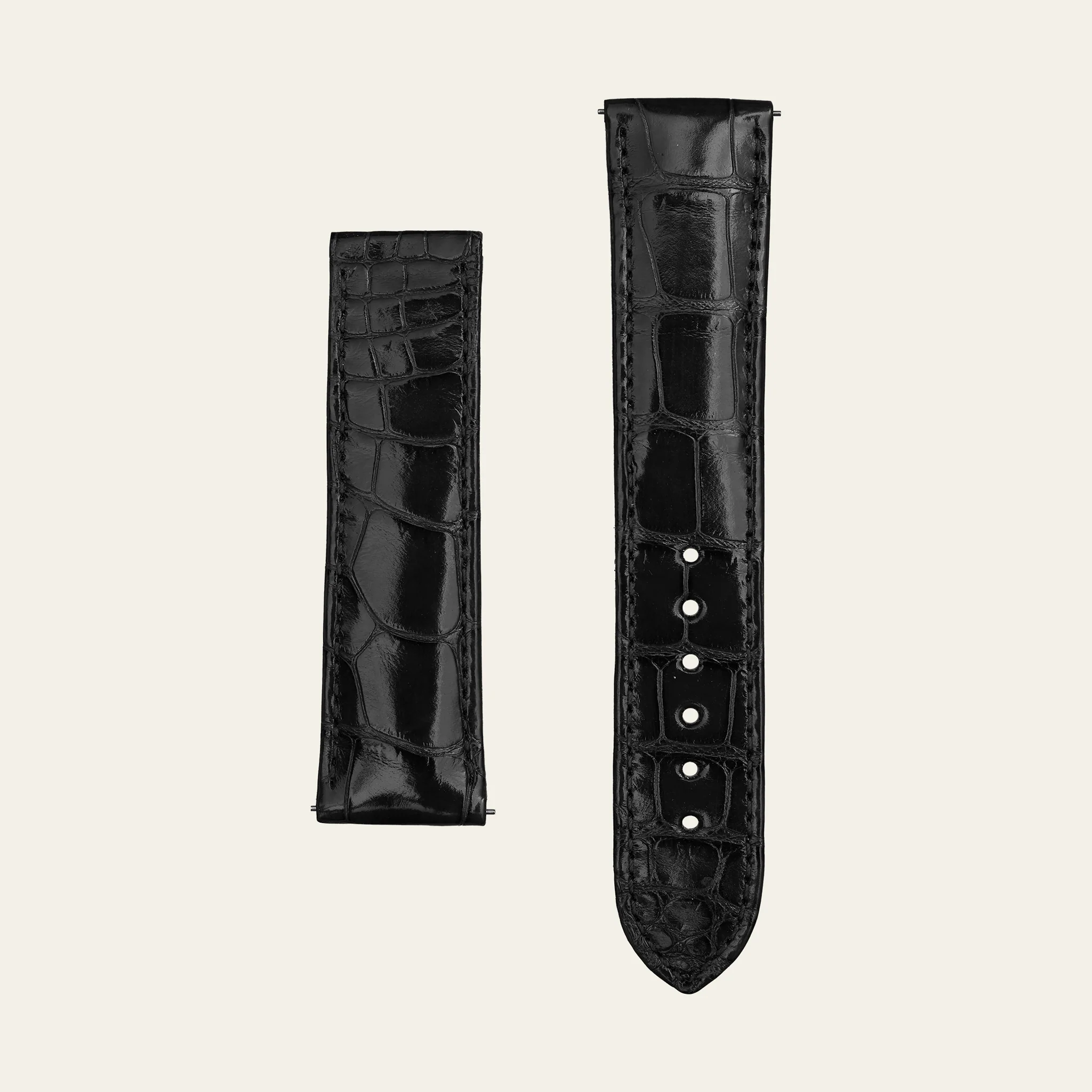 Black Shiny Alligator Strap - L
