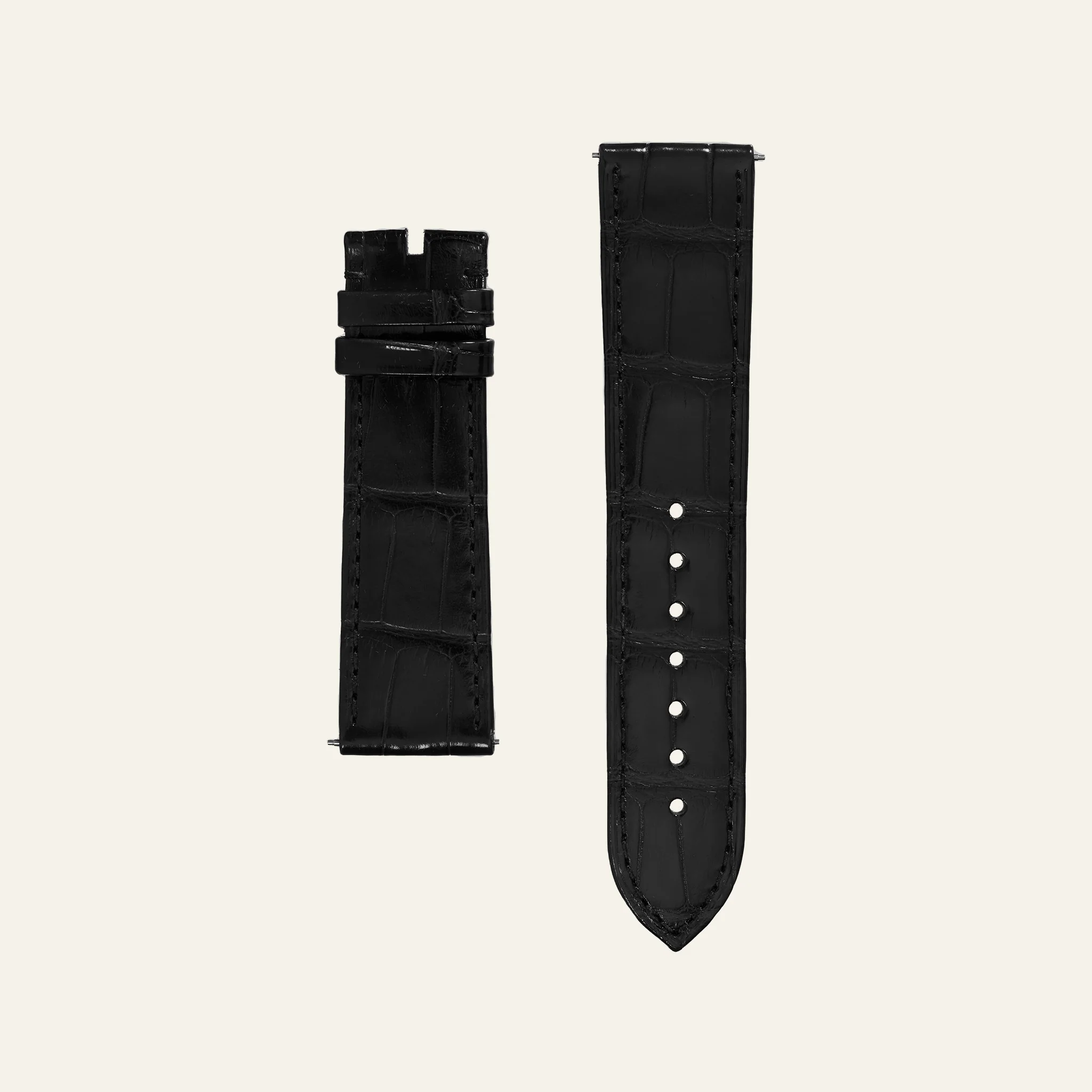 Black Shiny Alligator Strap - M