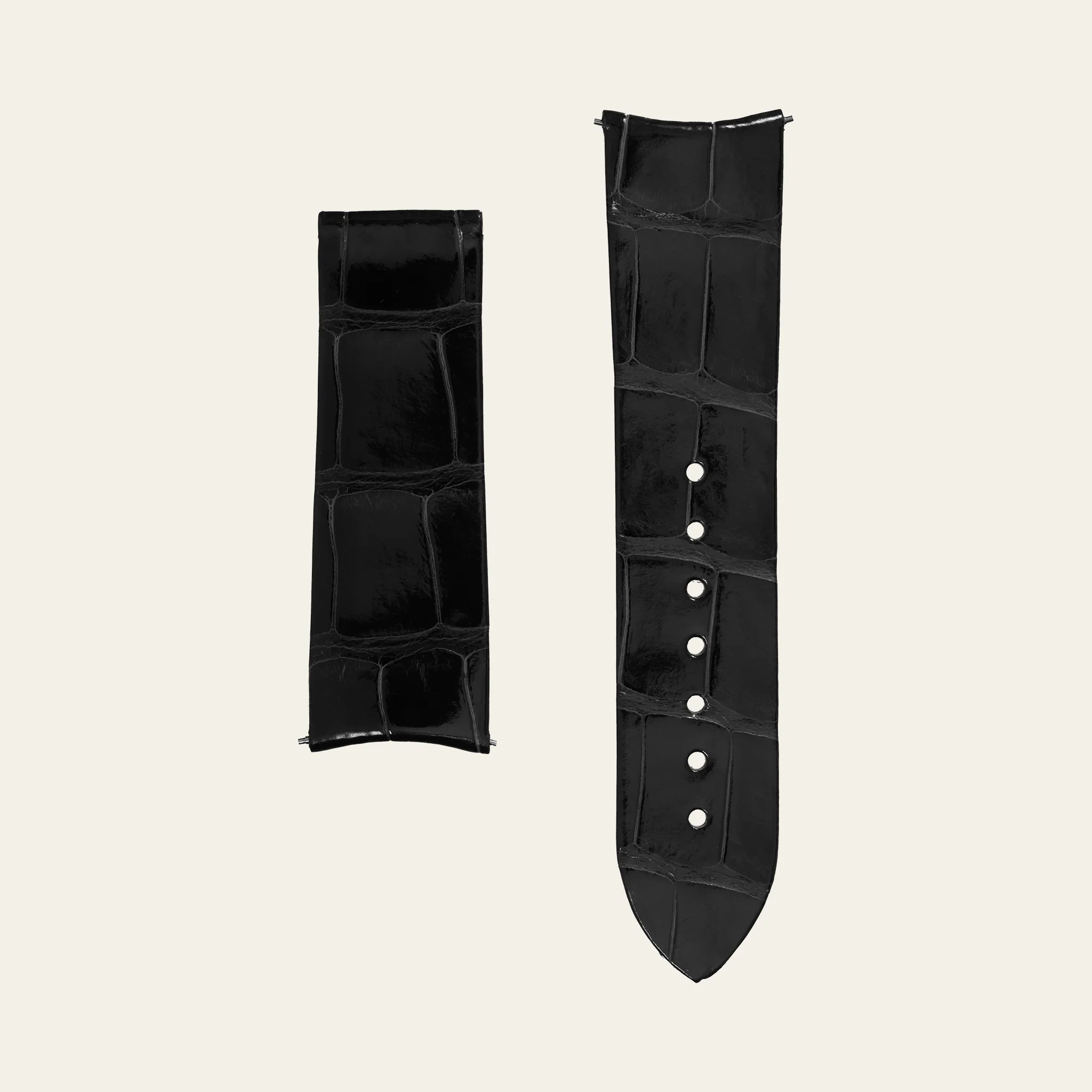 Black Shiny Alligator Strap - M