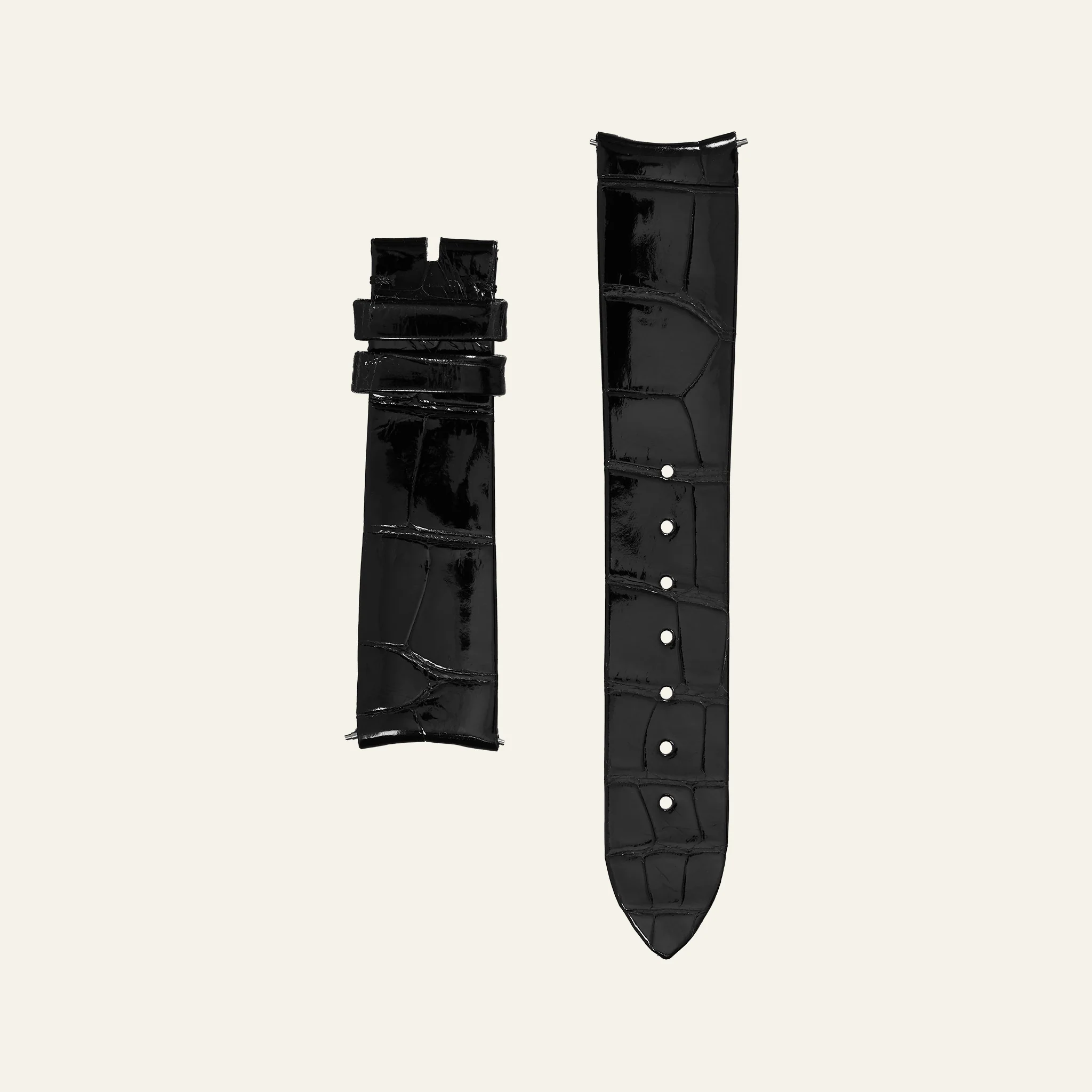Black Shiny Alligator Strap - M