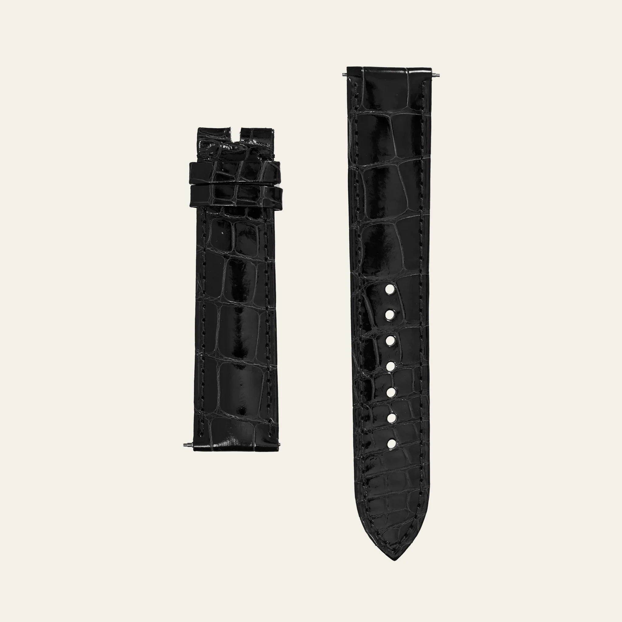 Black Shiny Alligator Strap - M