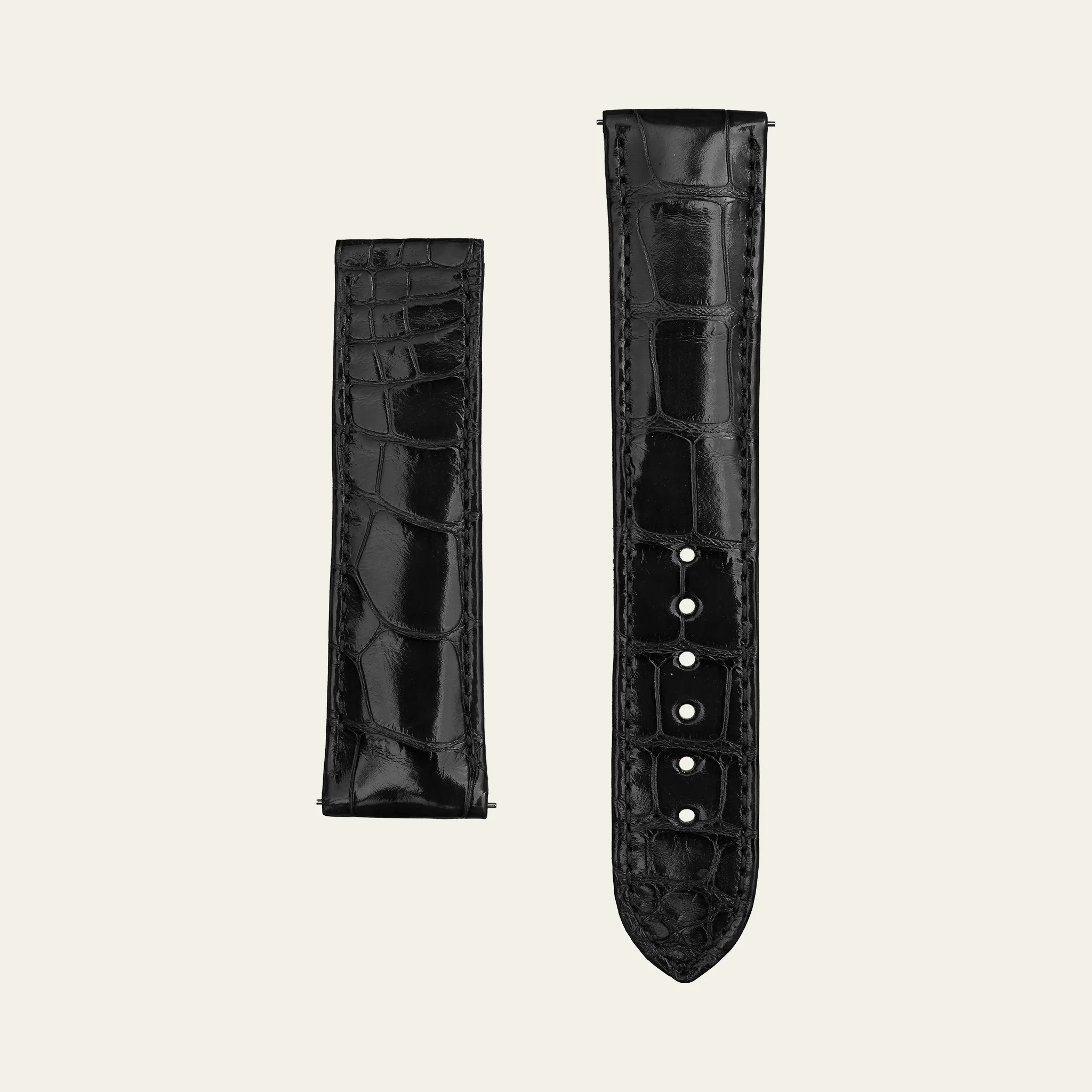 Black Shiny Alligator Strap - M