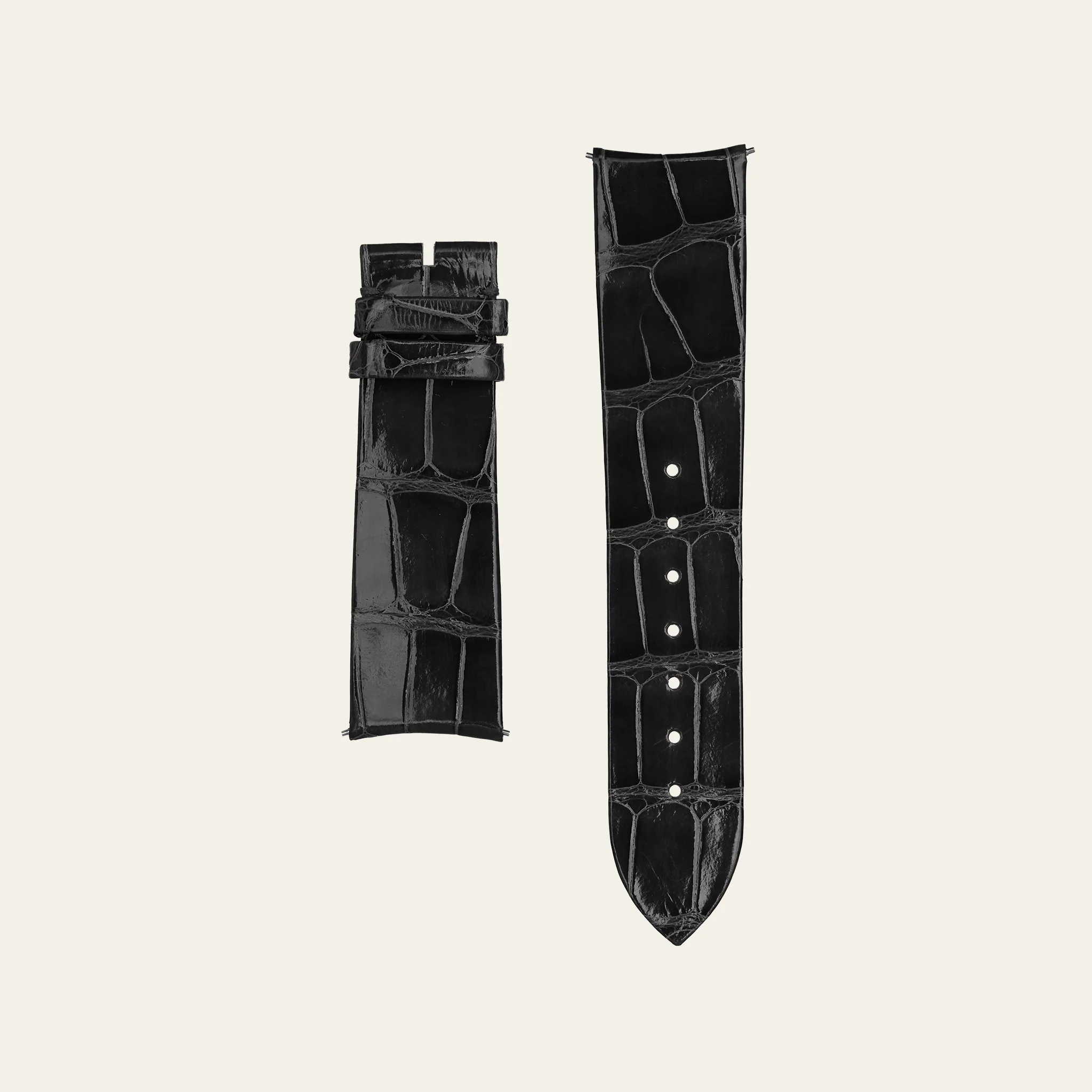 Black Shiny Alligator Strap - S