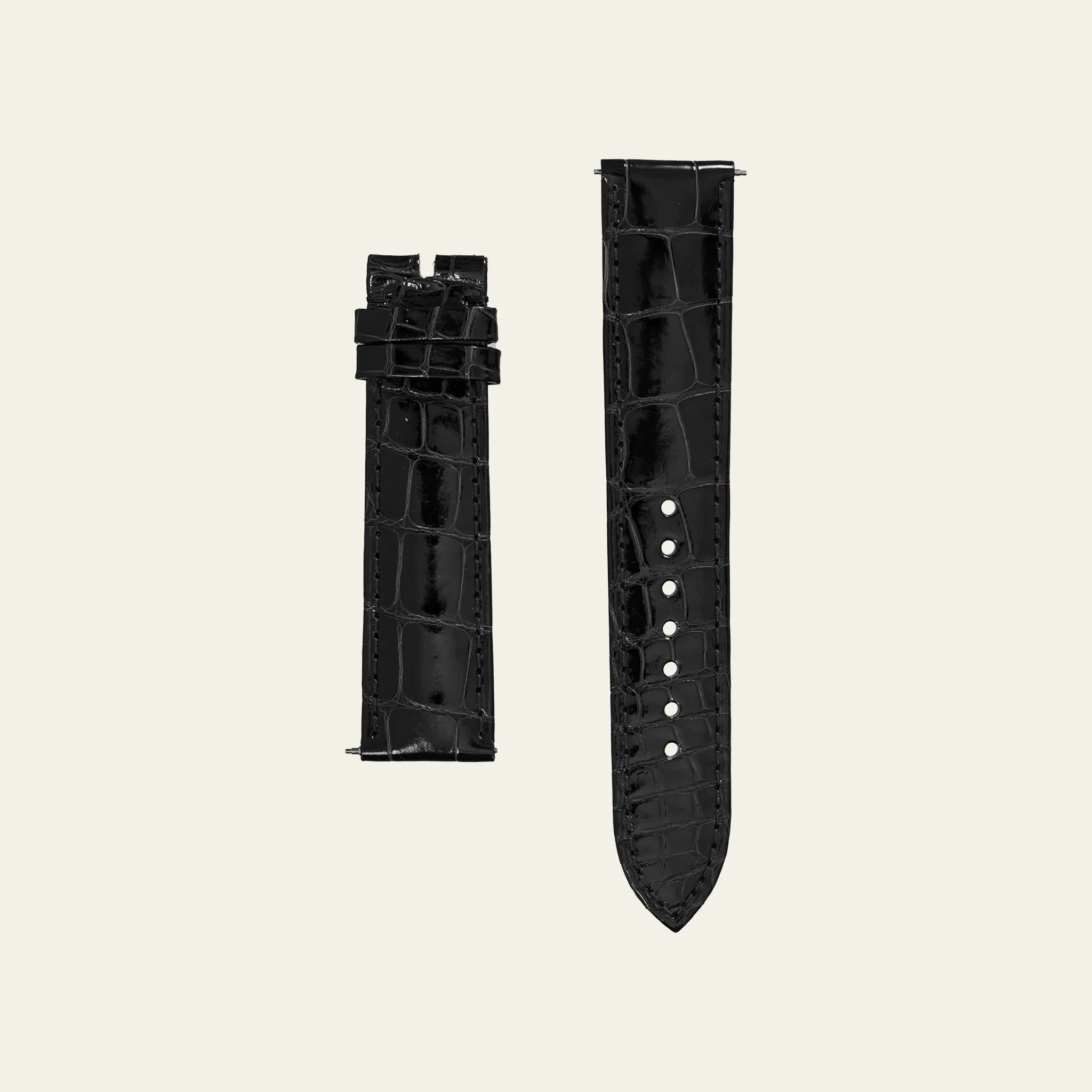 Black Shiny Alligator Strap - S