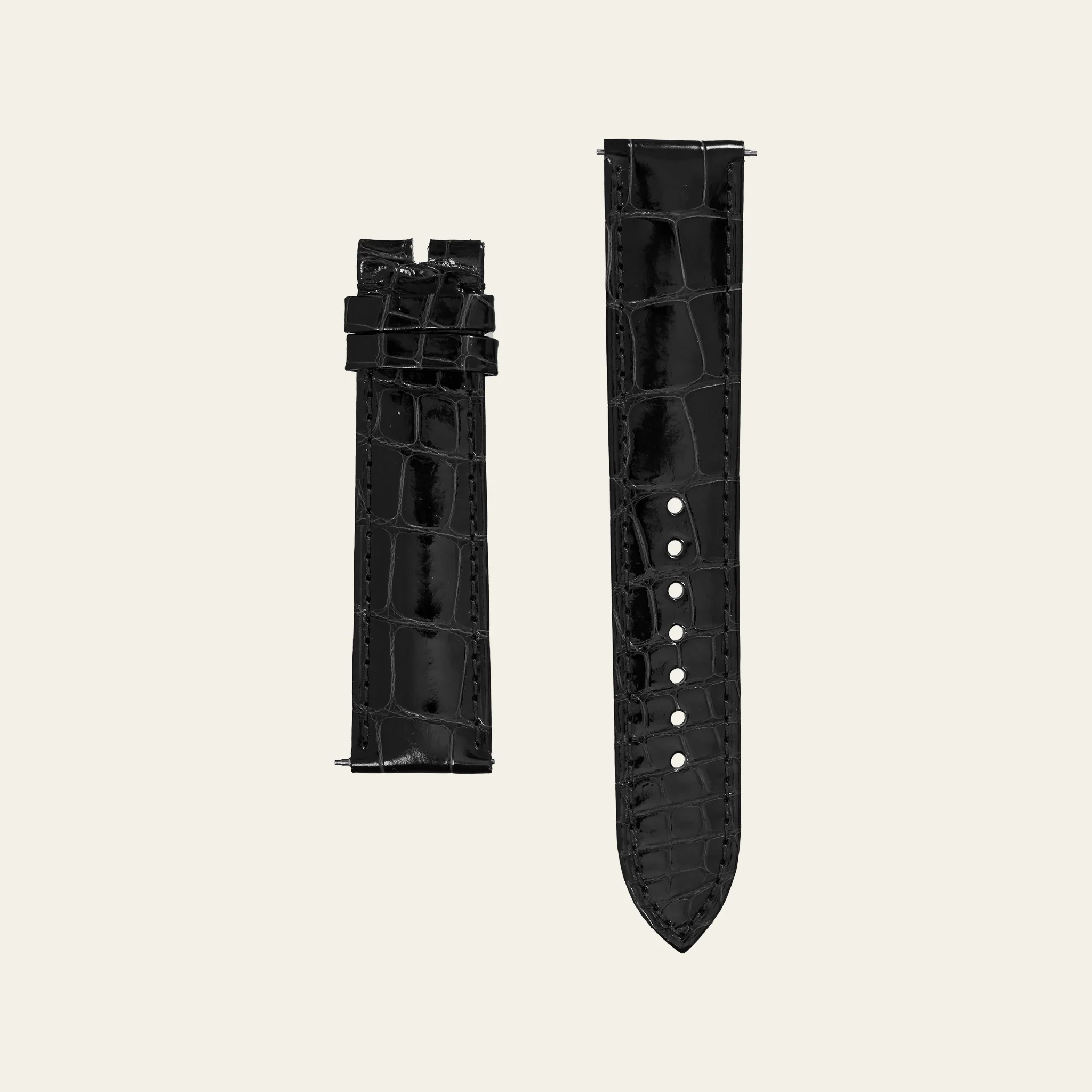 Black Shiny Alligator Strap - S - Image 2