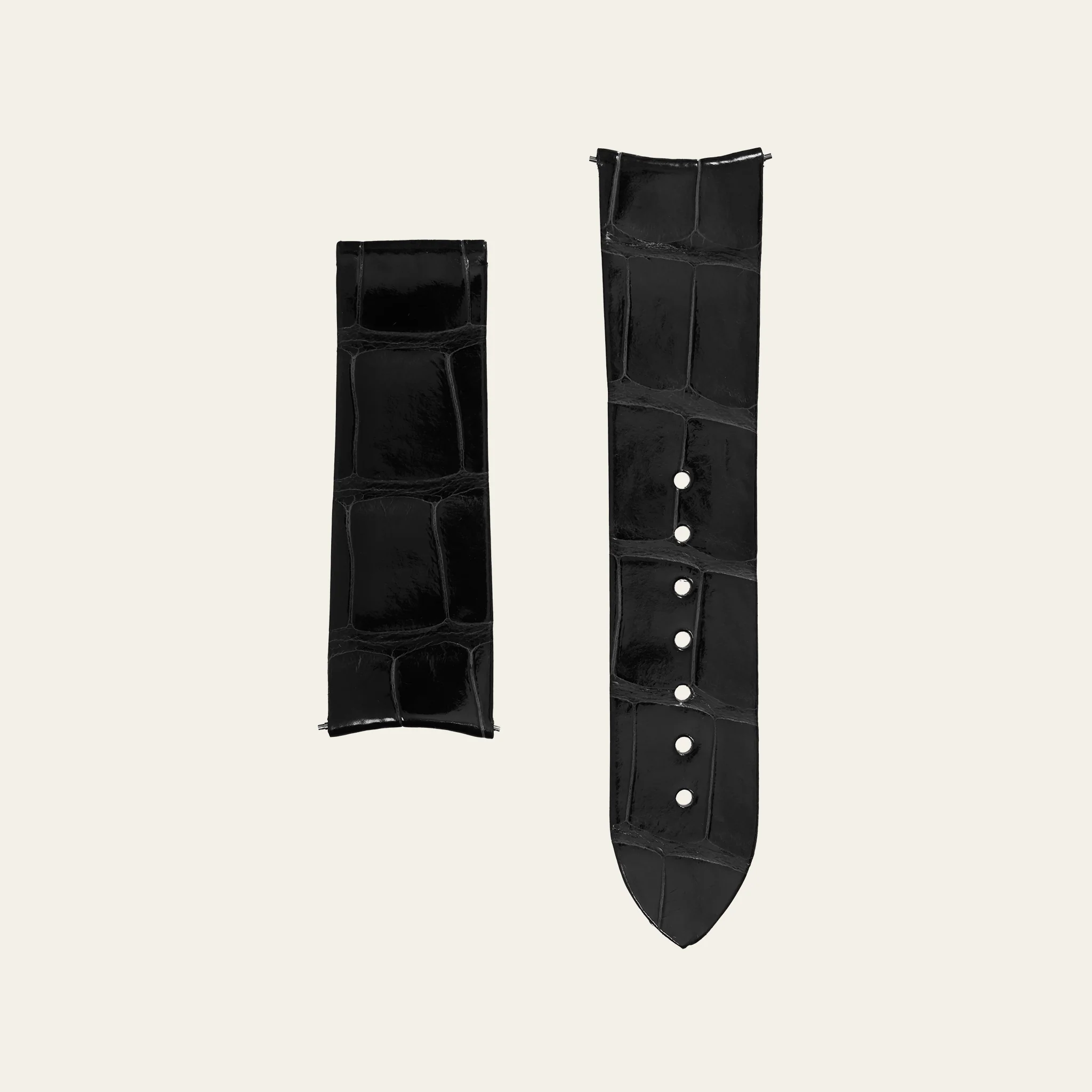 Black Shiny Alligator Strap - S