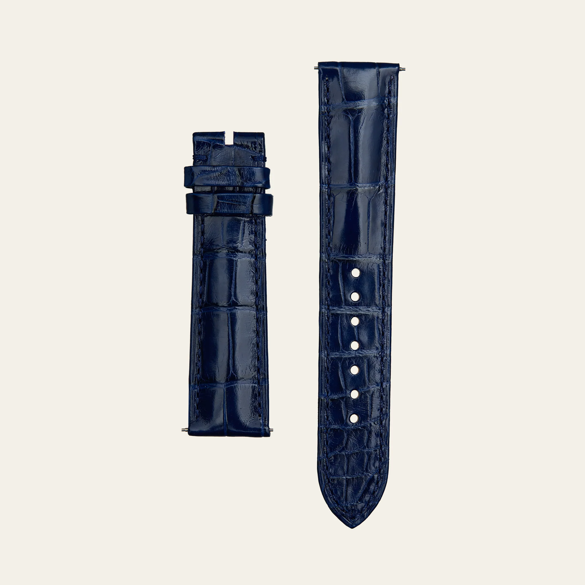 Dark Blue Shiny Alligator Strap - M