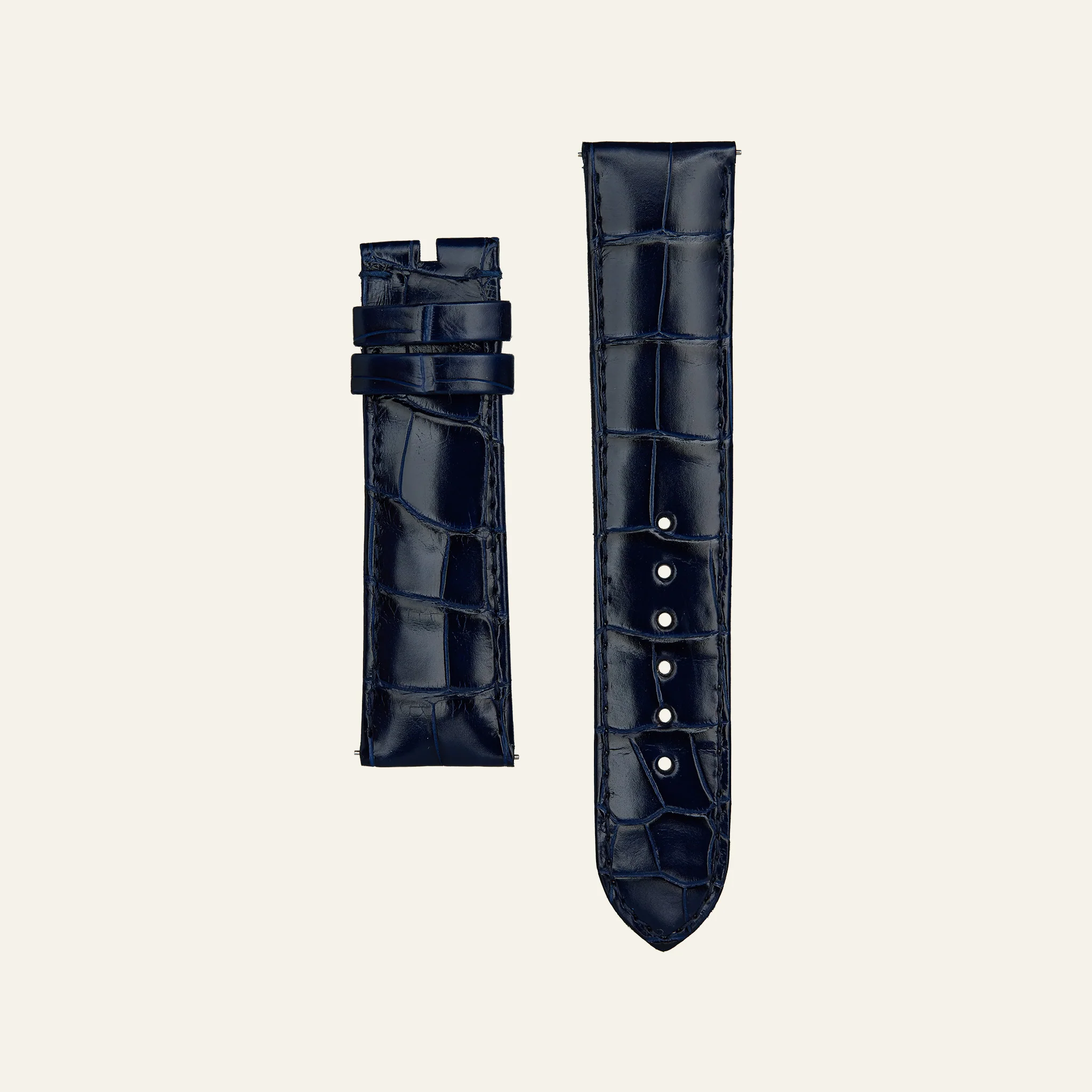 Dark Blue Shiny Alligator Strap - M