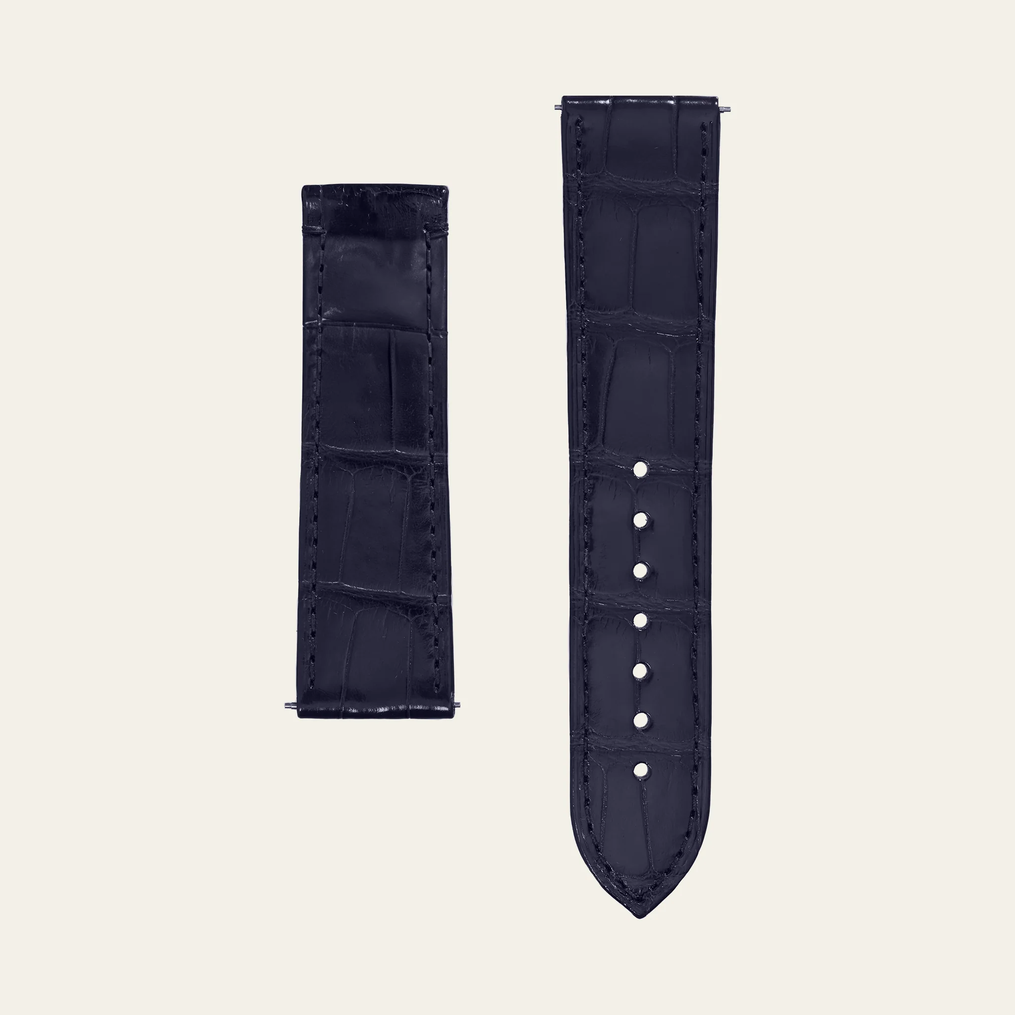 Dark Blue Shiny Alligator Strap - M