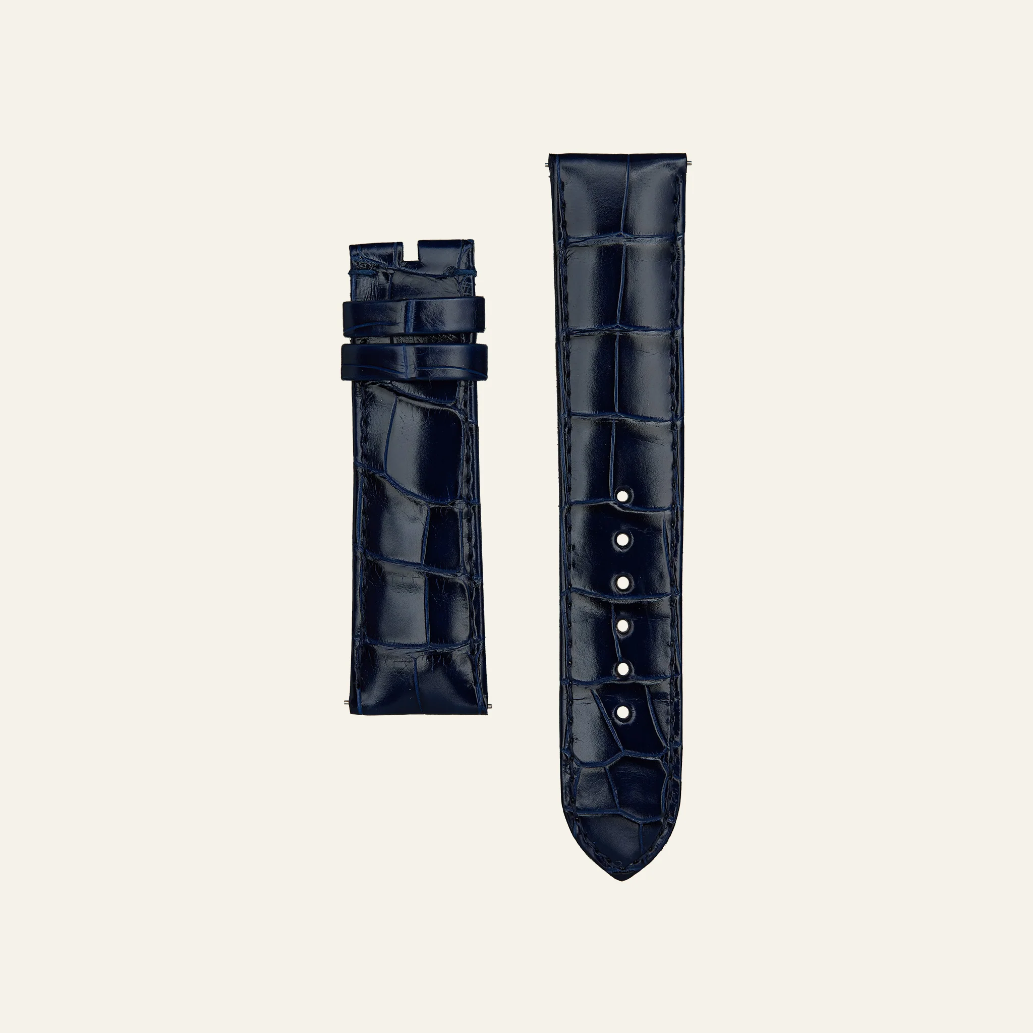 Dark Blue Shiny Alligator Strap - S