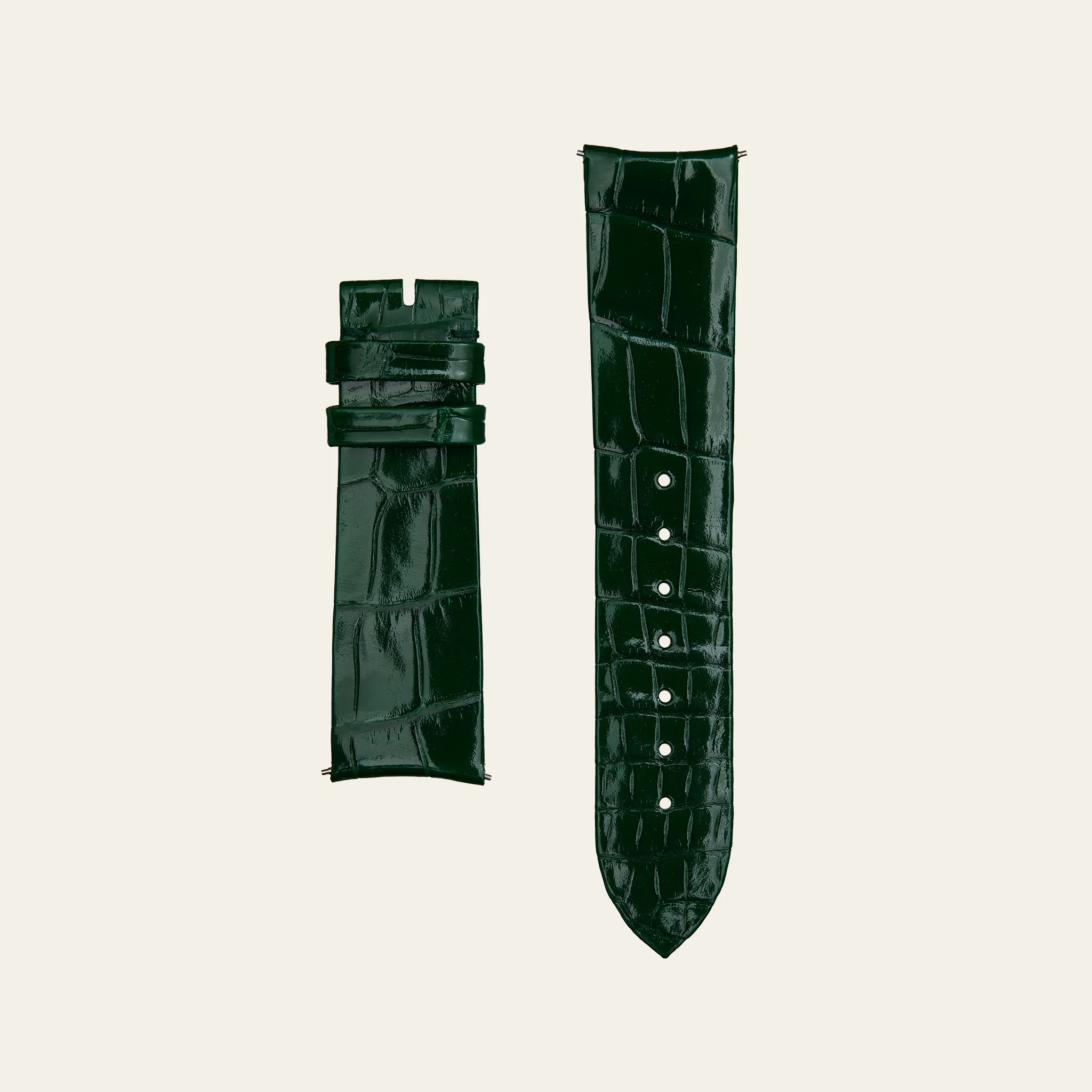 Green Shiny Alligator Strap - S