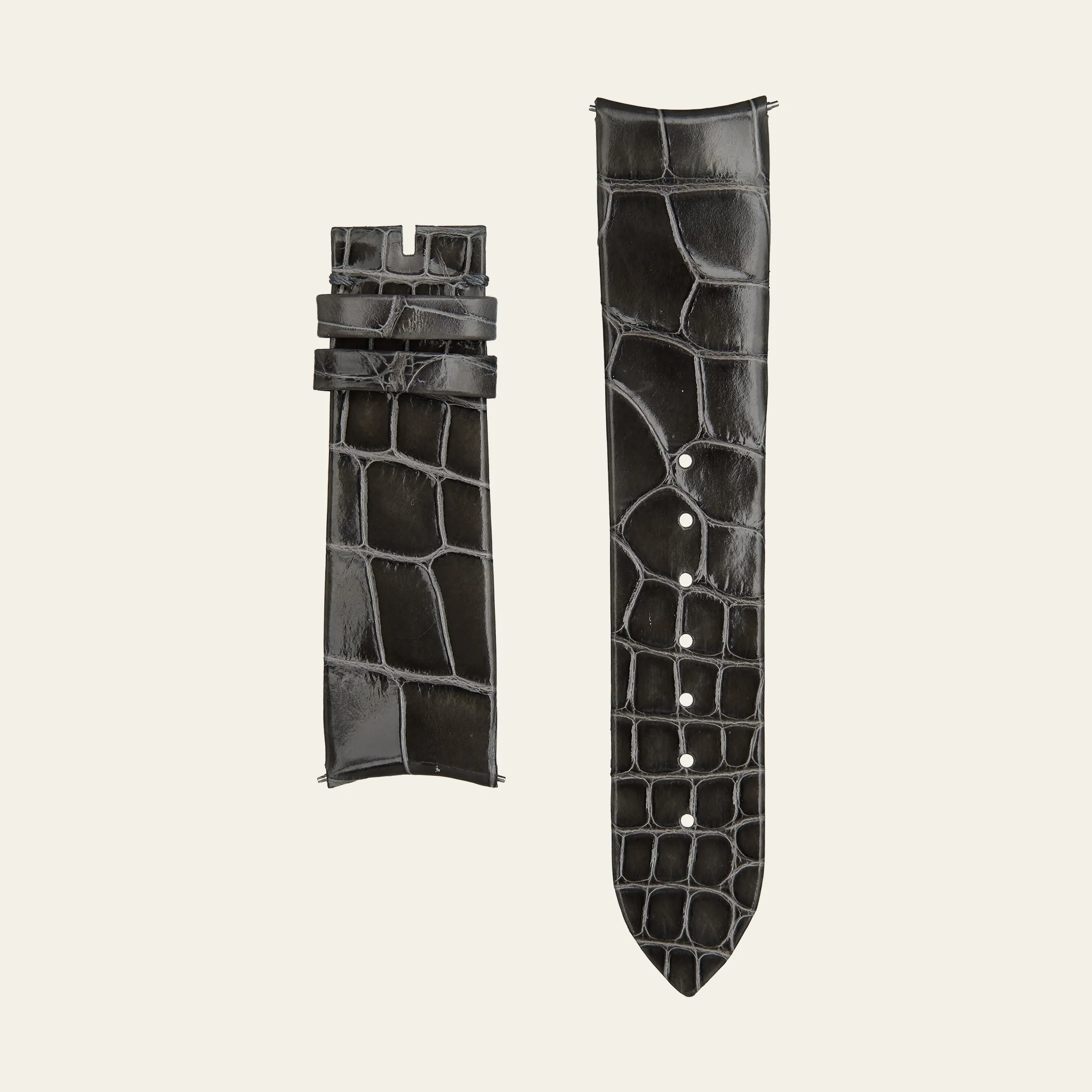 Grey Shiny Alligator Strap - L