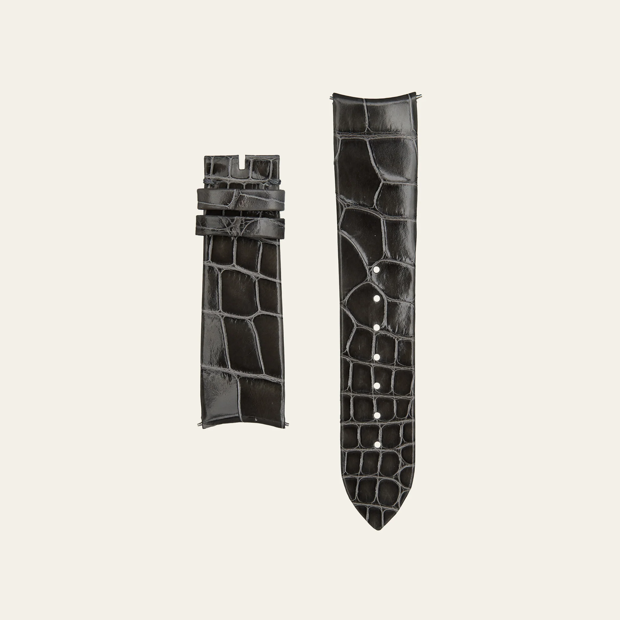 Grey Shiny Alligator Strap - XS