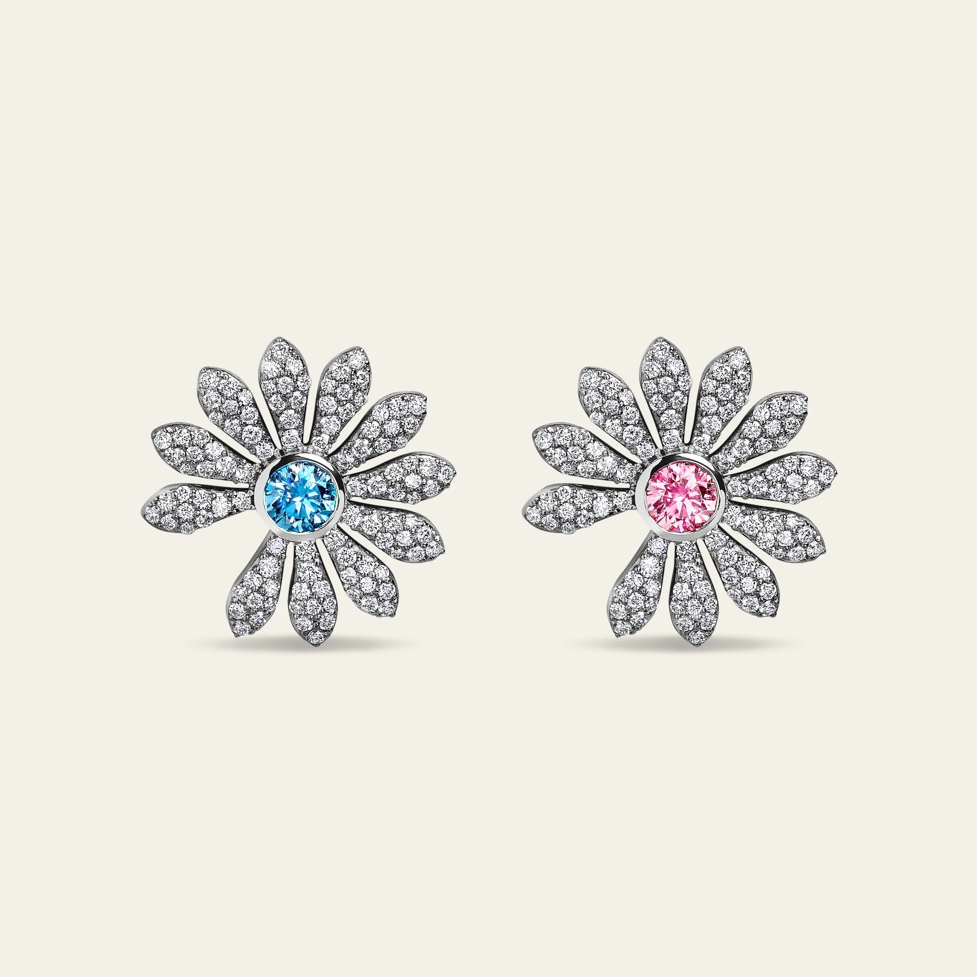 Jacob & Co. x PEACEMINUSONE Pink/Blue Topaz and Pavé Earrings