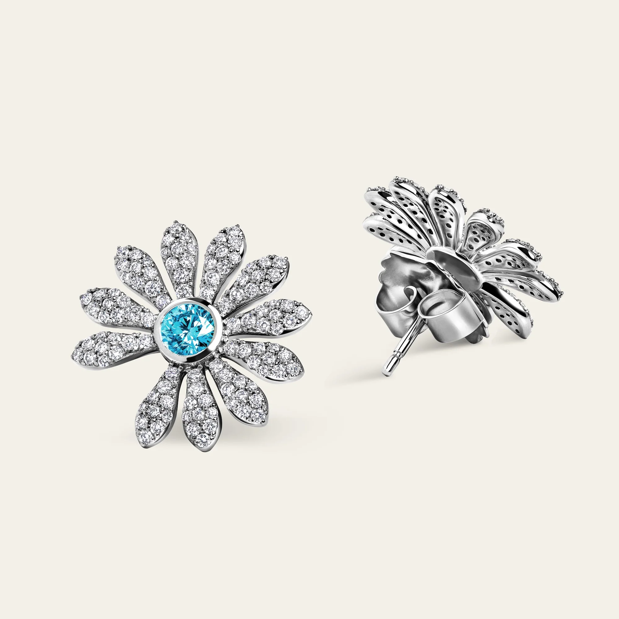 Jacob & Co. x PEACEMINUSONE Pink/Blue Topaz and Pavé Earrings - Image 2