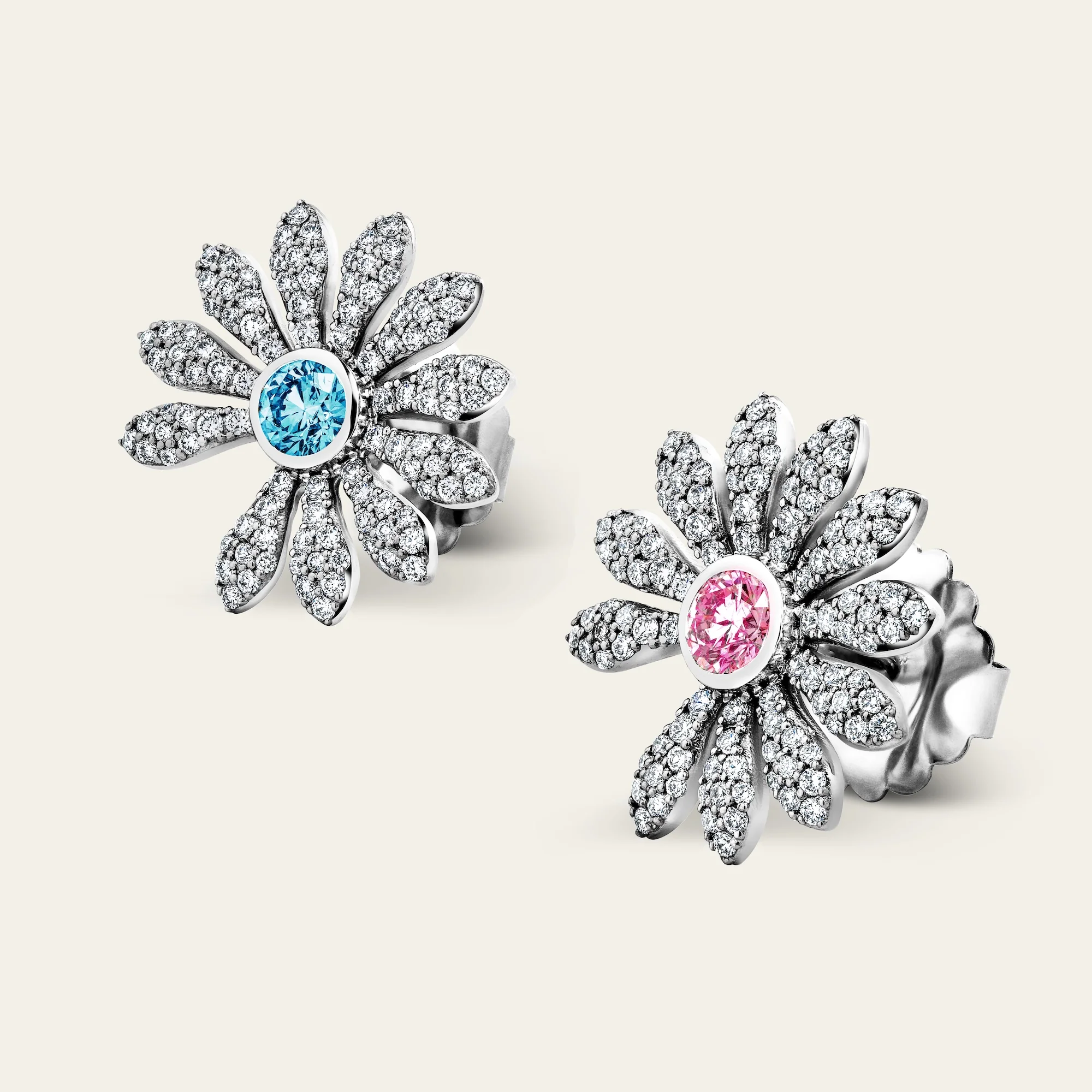 Jacob & Co. x PEACEMINUSONE Pink/Blue Topaz and Pavé Earrings - Image 3