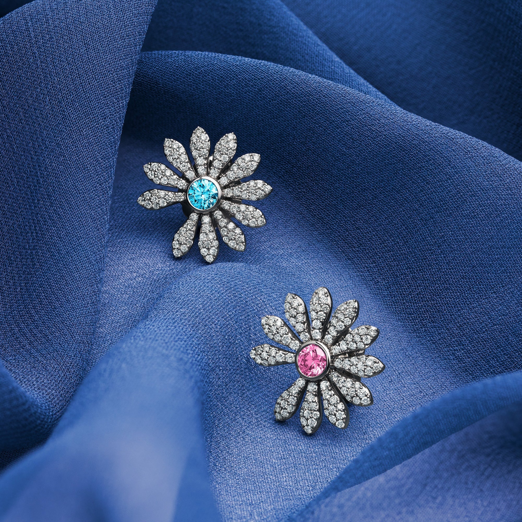 Jacob & Co. x PEACEMINUSONE Pink/Blue Topaz and Pavé Earrings - Image 5