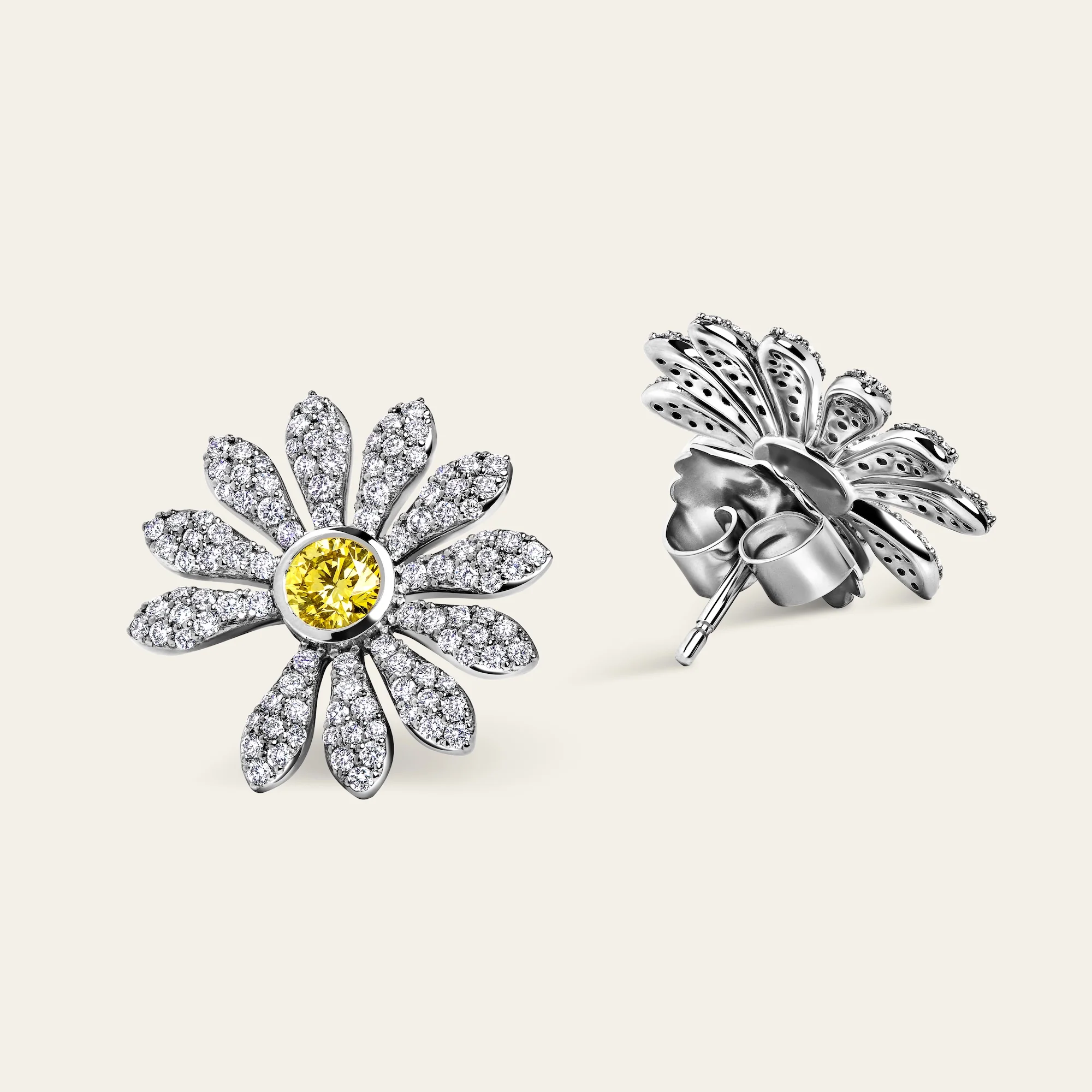 Jacob & Co. x PEACEMINUSONE Yellow Diamond and Pavé Earrings - Image 2