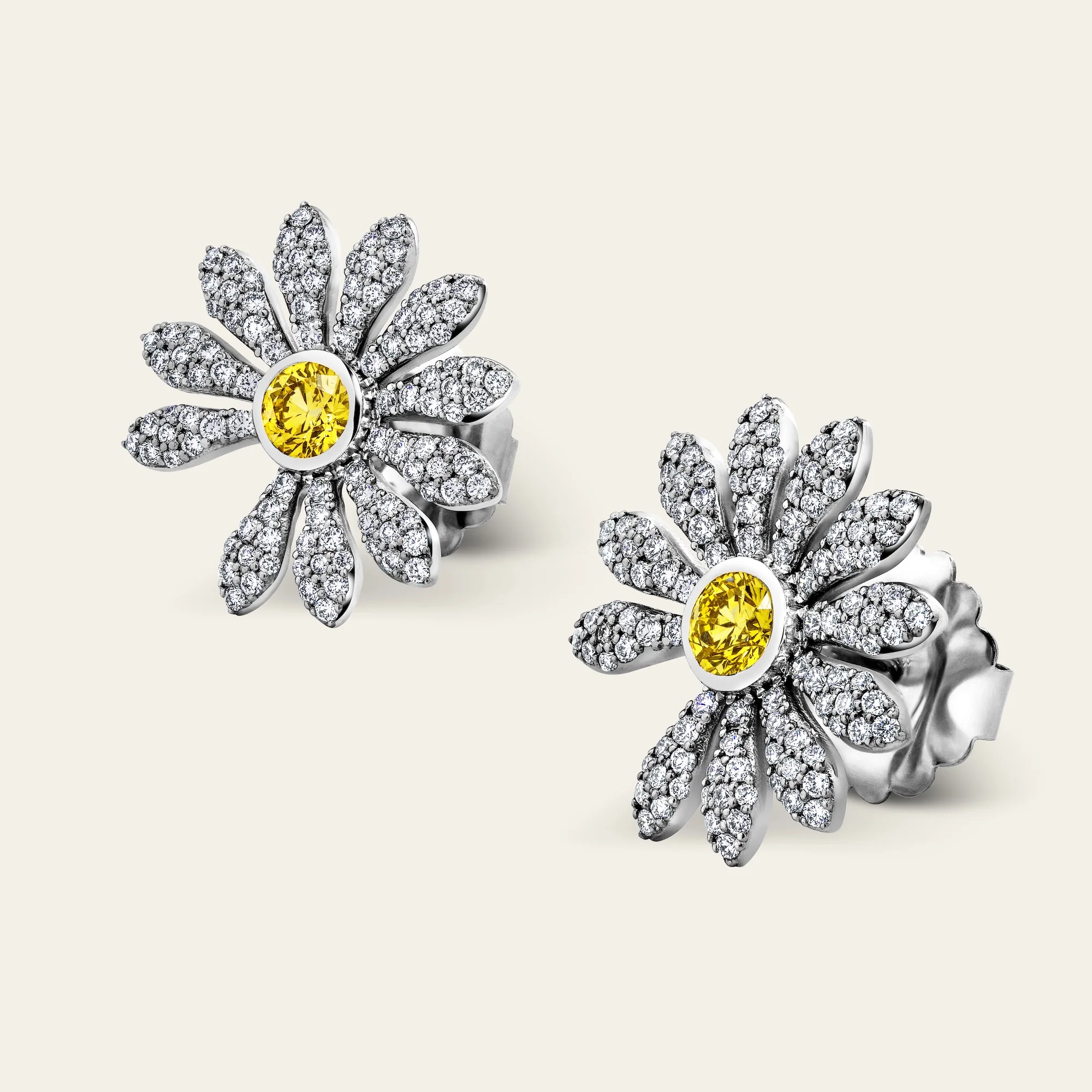 Jacob & Co. x PEACEMINUSONE Yellow Diamond and Pavé Earrings - Image 3
