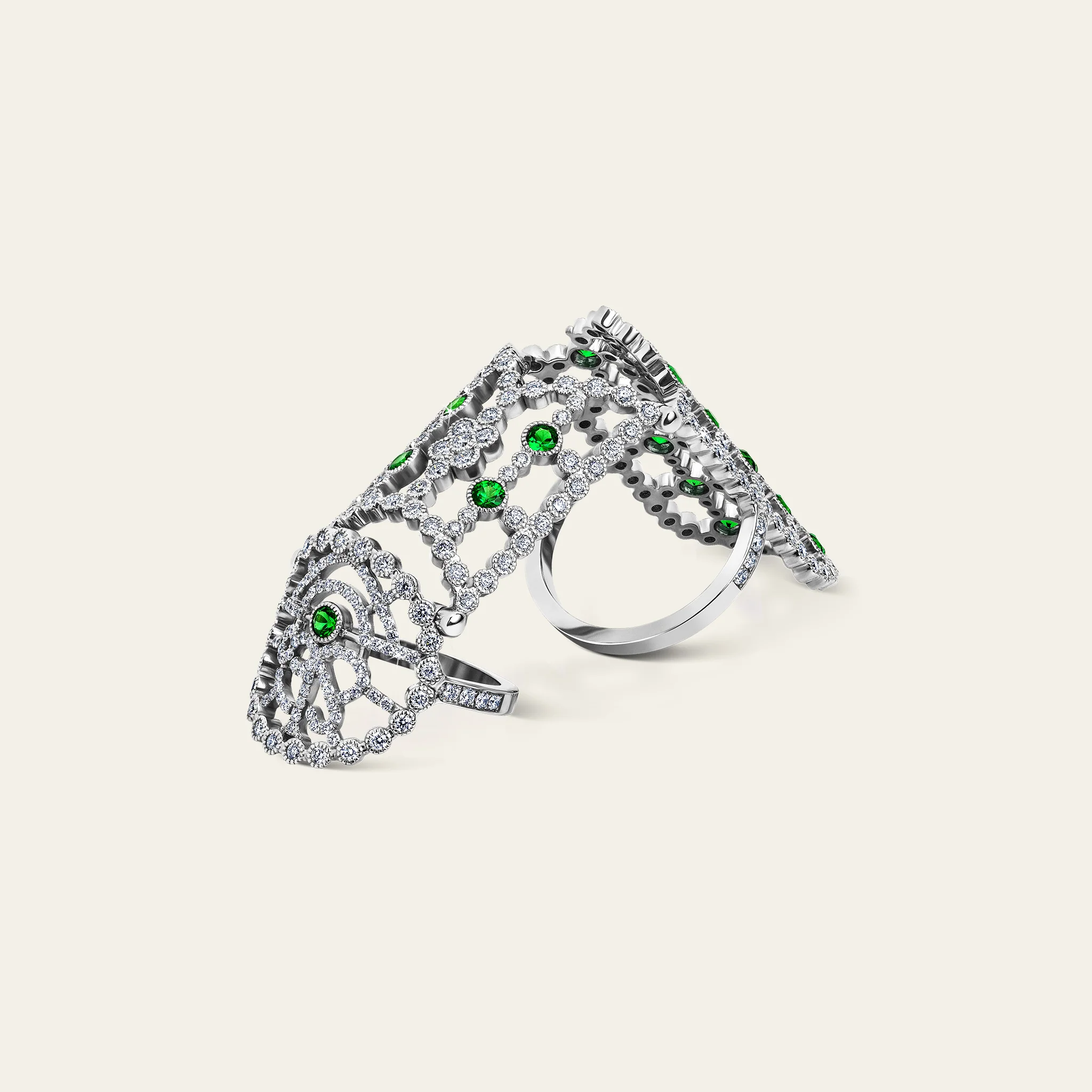 Jezebel Tsavorite Full Finger Ring - Image 2