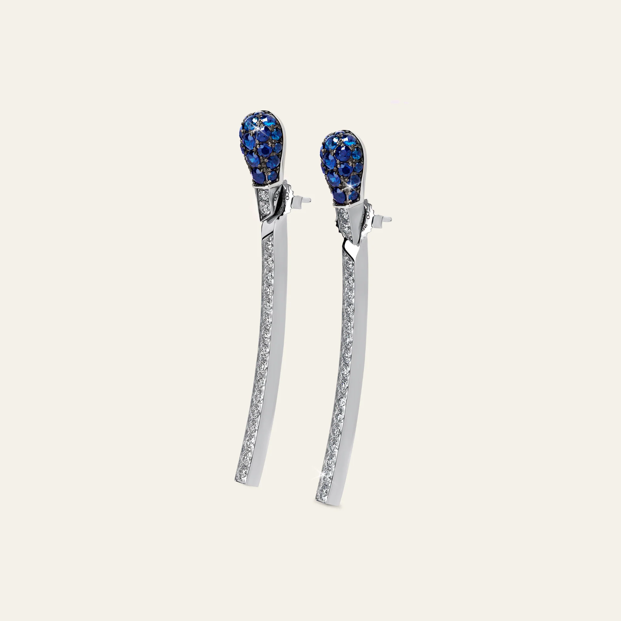 Match Sapphire Diamond Earrings - Image 2
