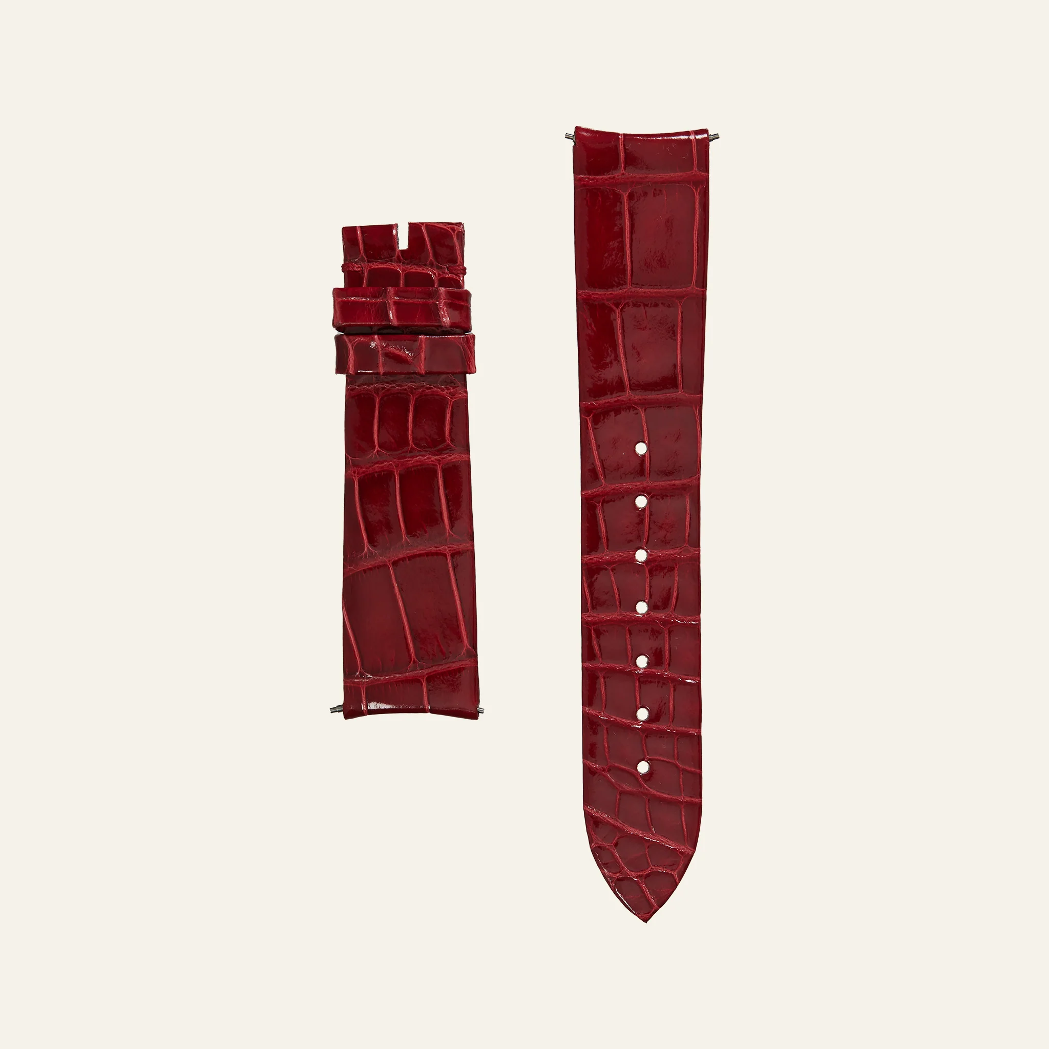 Red Shiny Alligator Strap - M