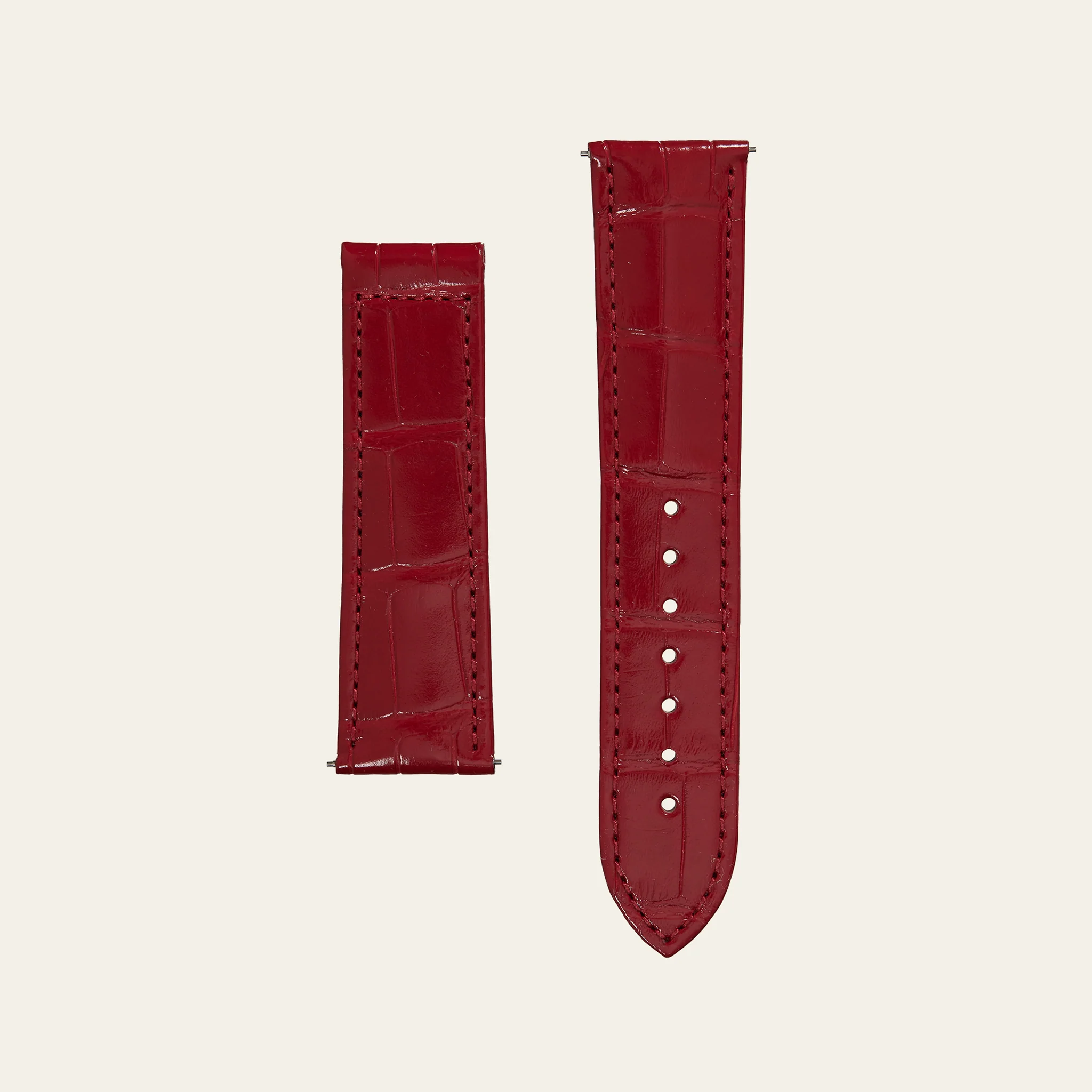 Red Shiny Alligator Strap - M