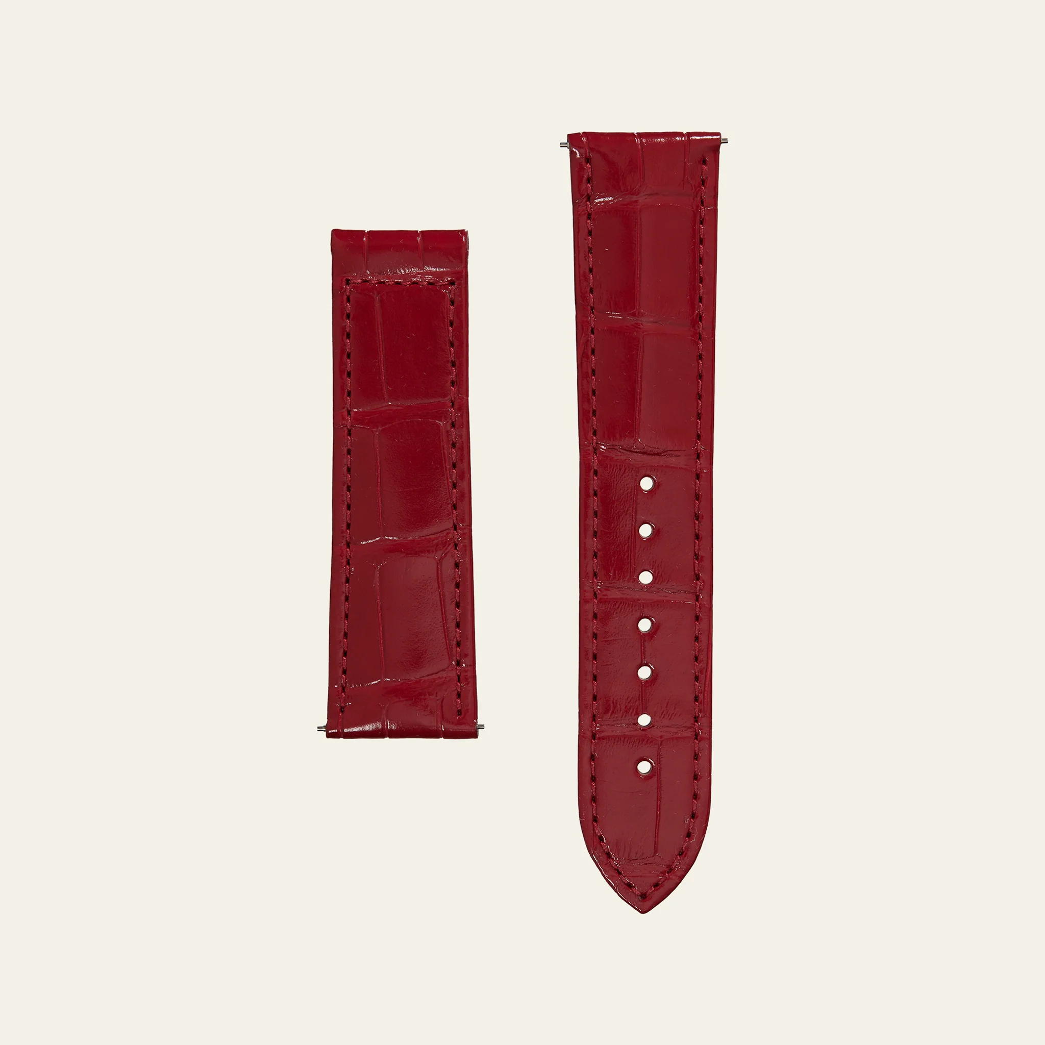 Red Shiny Alligator Strap - S