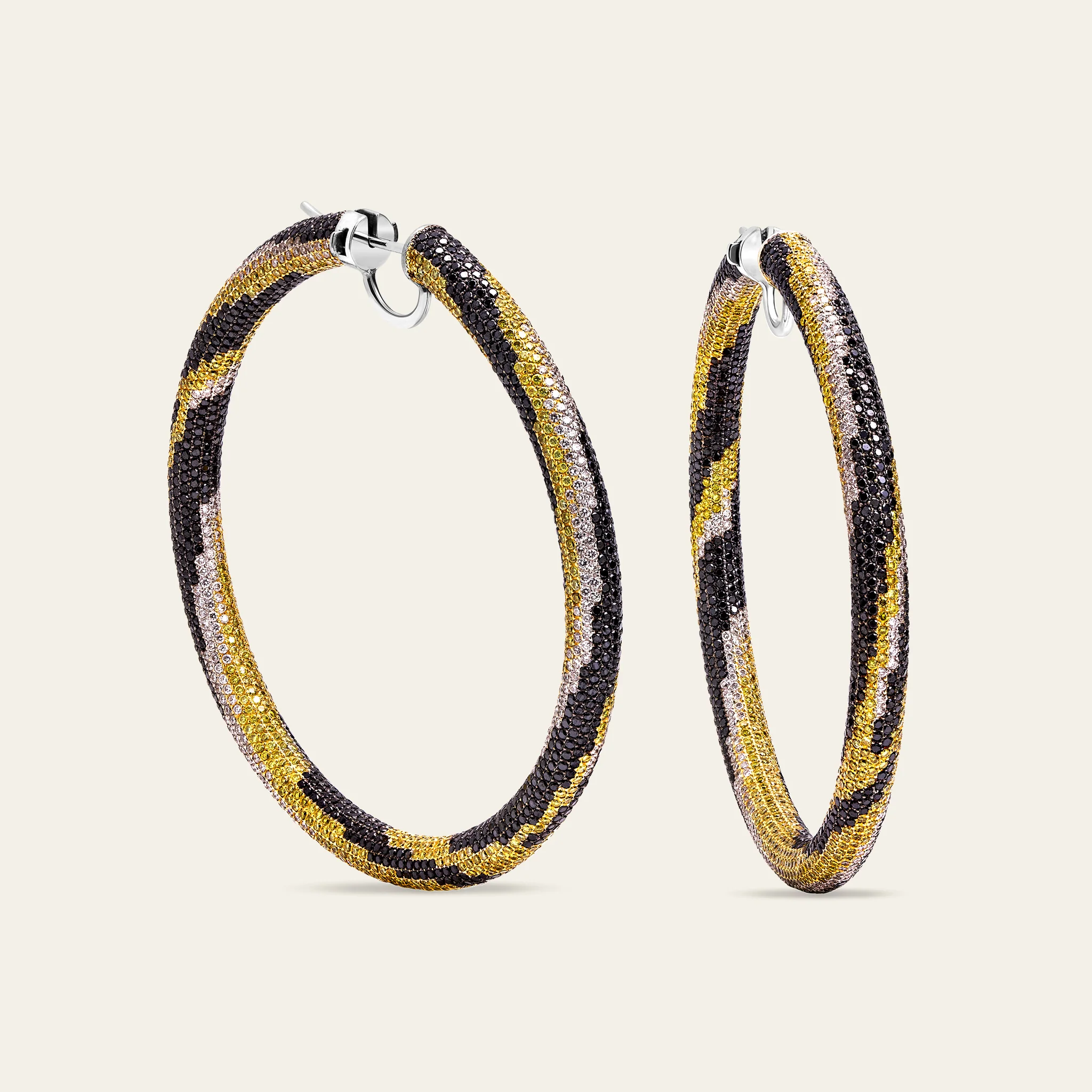 Tiger Stripe Diamond Hoop Earrings