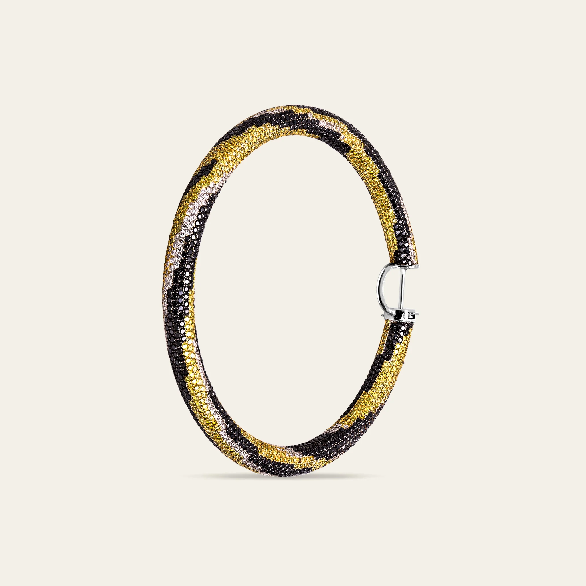Tiger Stripe Diamond Hoop Earrings - Image 2