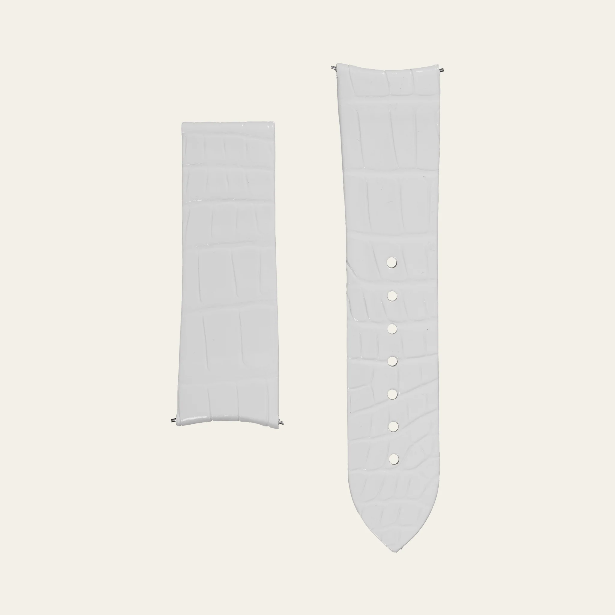 White Shiny Alligator Strap - M