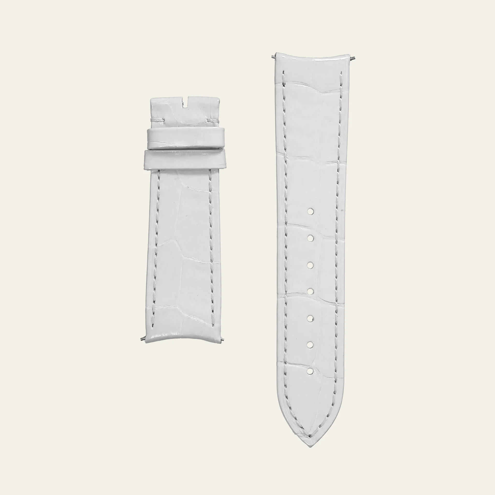 White Shiny Alligator Strap - M