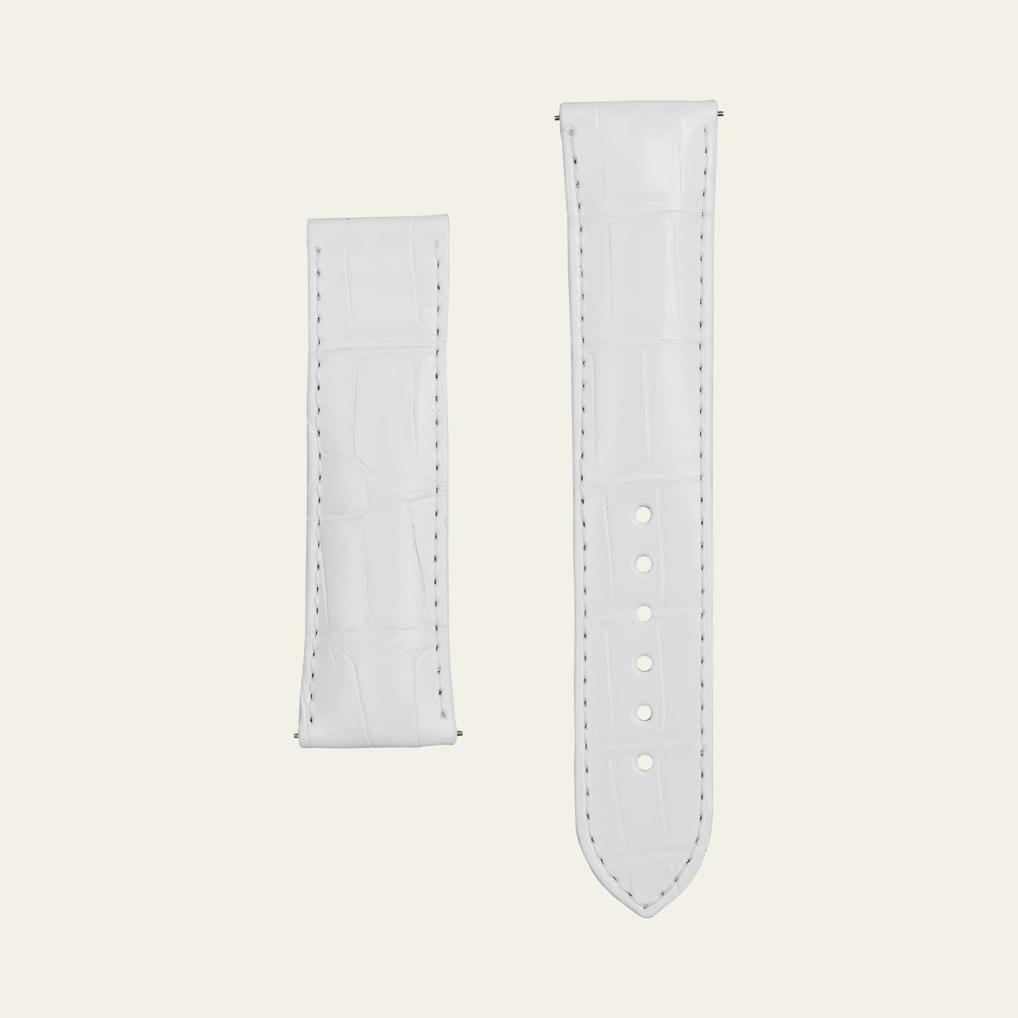 White Shiny Alligator Strap - M