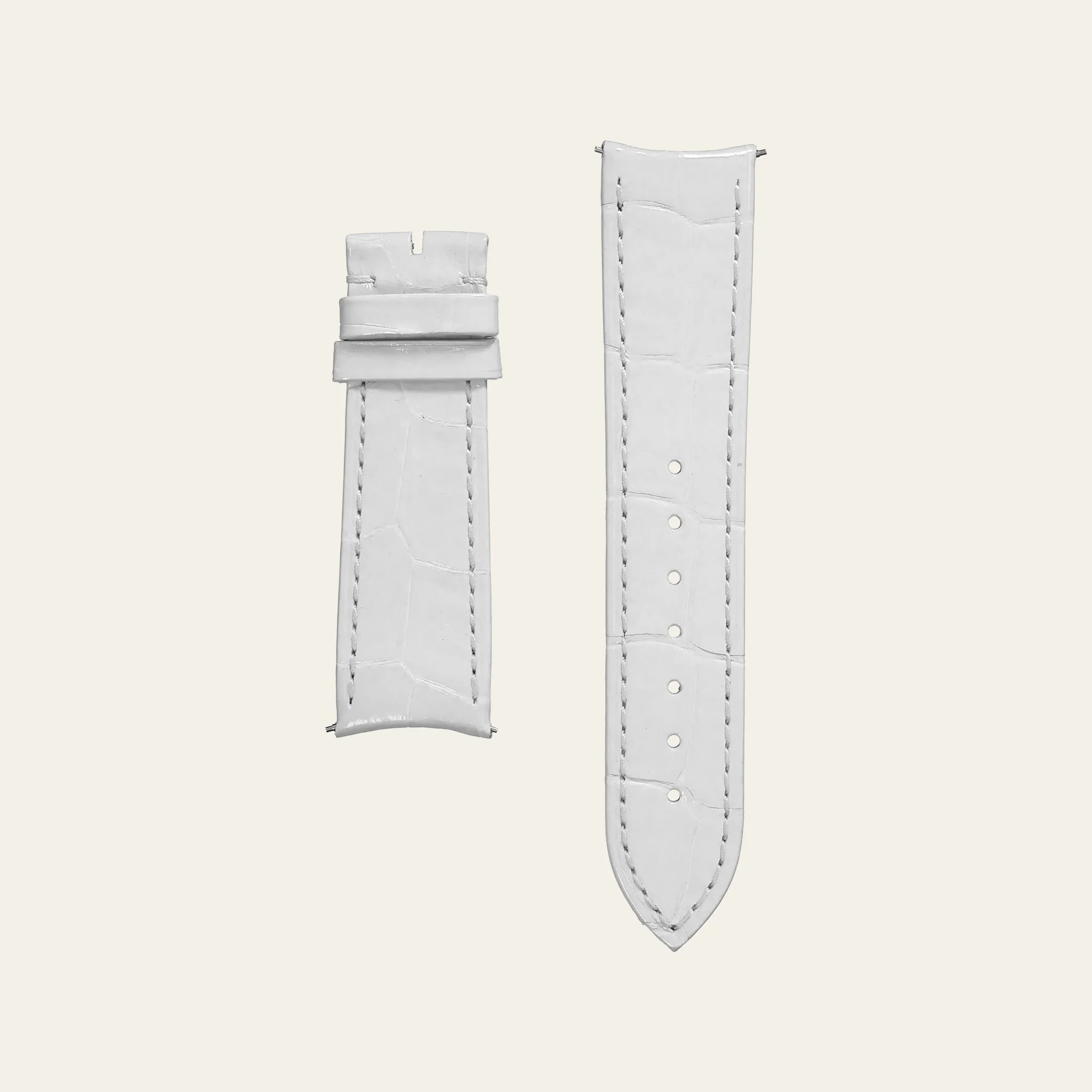 White Shiny Alligator Strap - S - Image 2