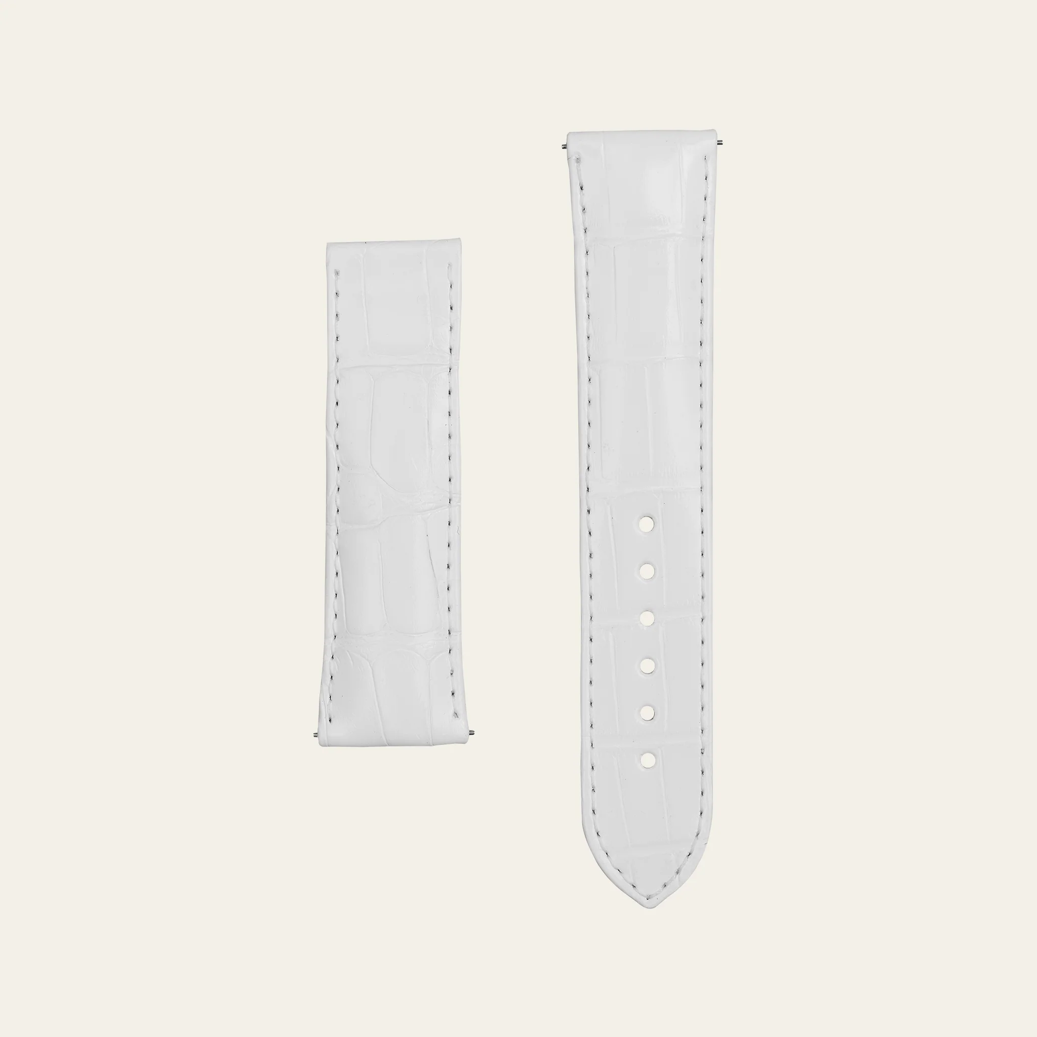 White Shiny Alligator Strap - S